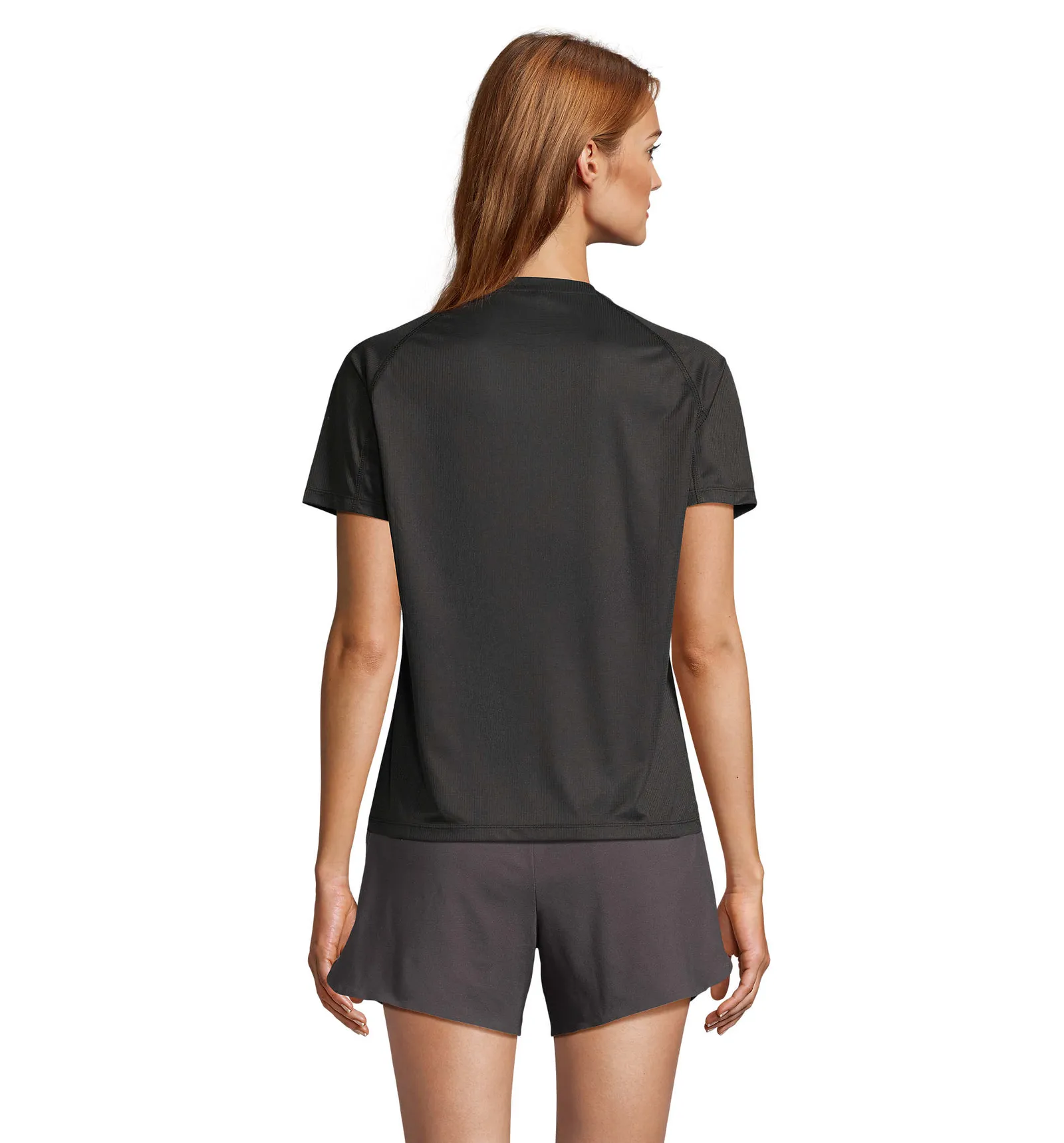 T-shirt tecnica SOL'S Vortex Women, Black, su modello, retro