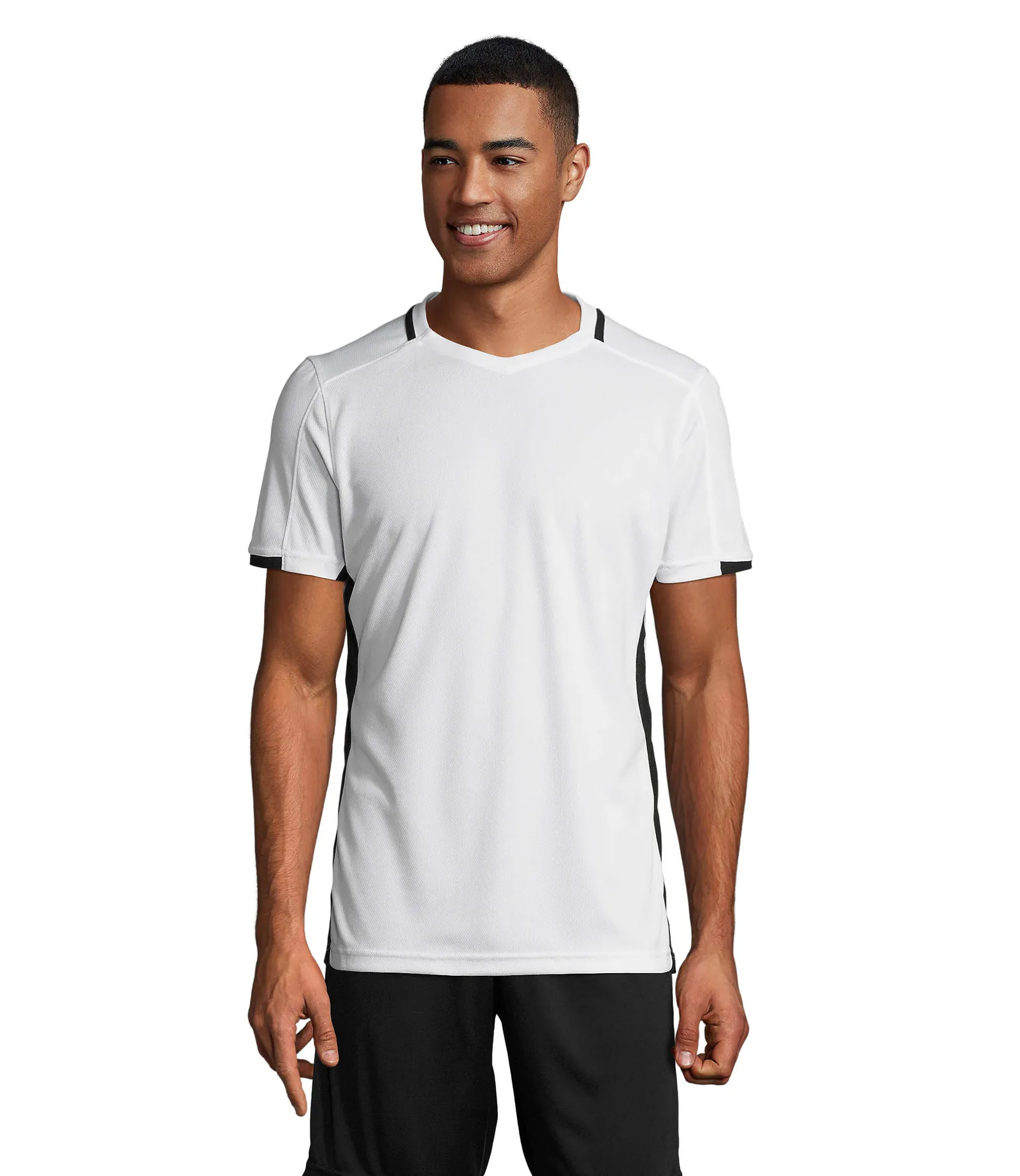 T-shirt tecnica SOL'S Classico, White/black, su modello, fronte
