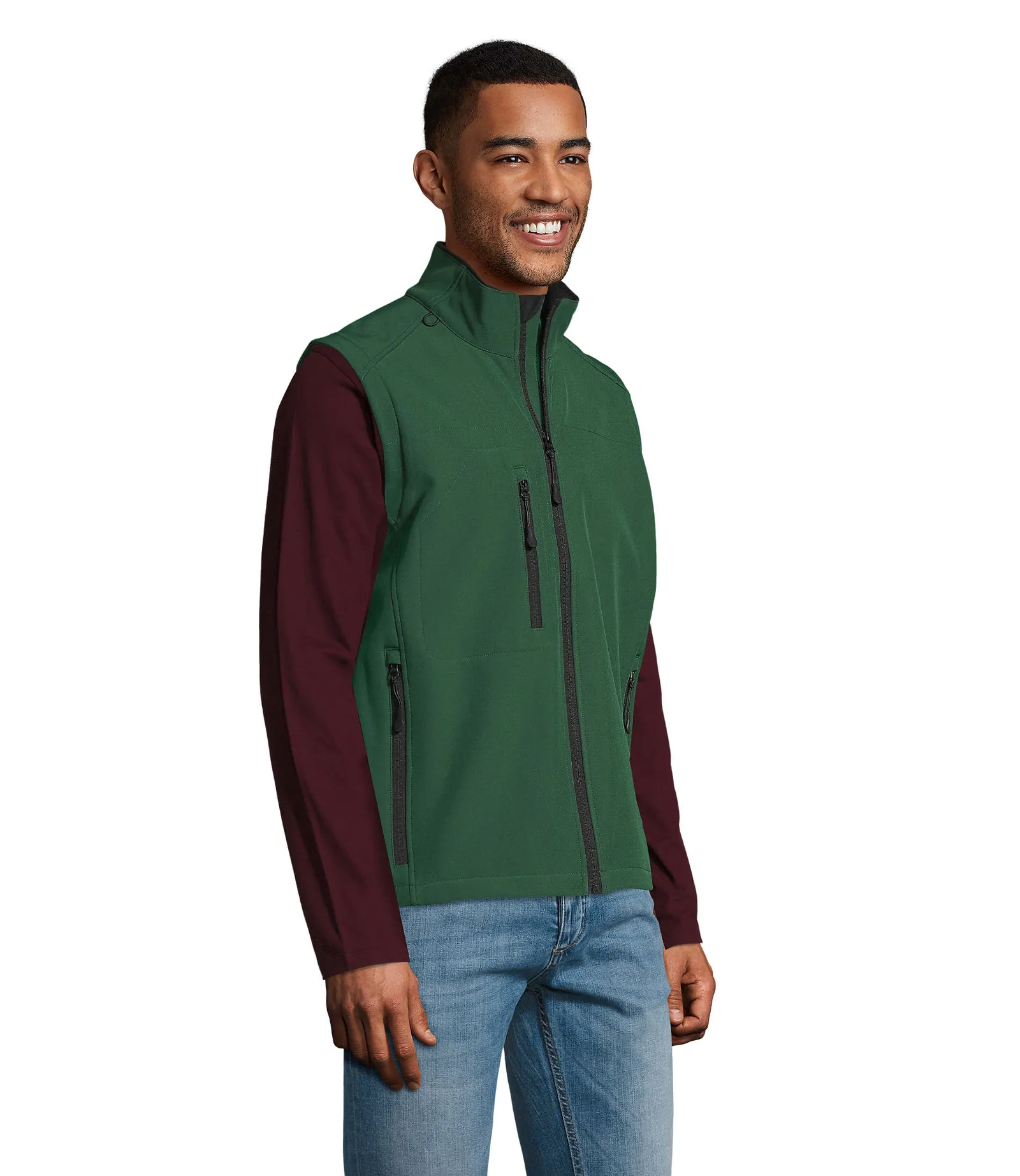 Gilet SOL'S Rallye Men, Bottle green, su modello, lato