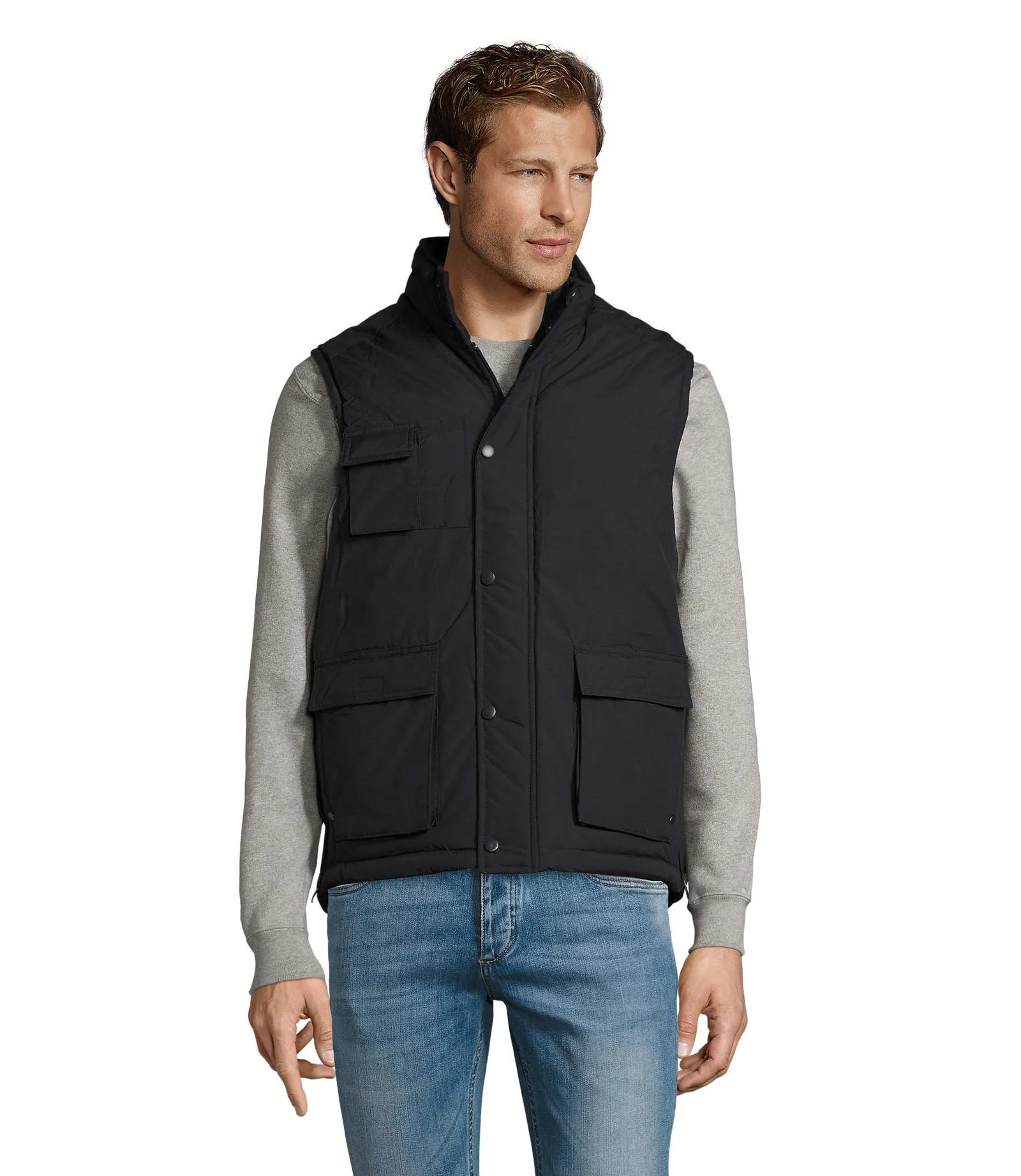 Gilet SOL'S Wells, Navy, su modello, fronte