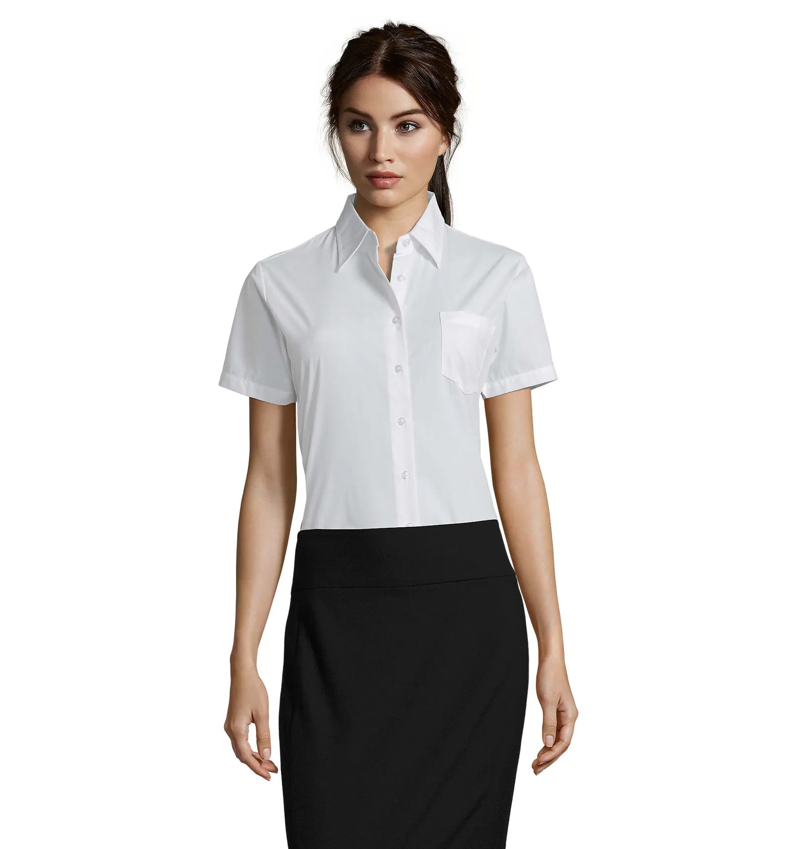 Camicia manica corta SOL'S Escape, White, su modello, fronte