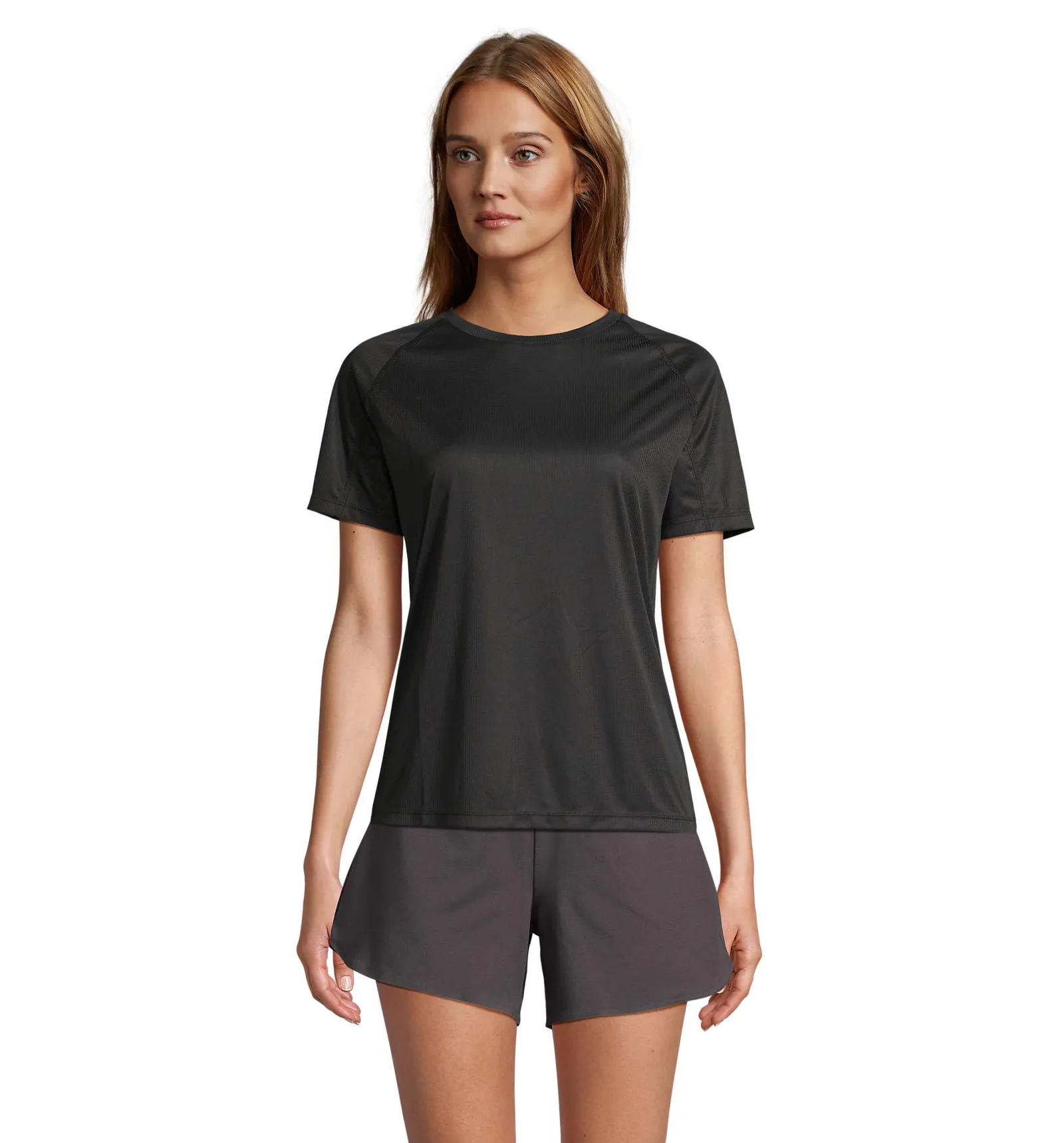 T-shirt tecnica SOL'S Vortex Women, Black, su modello, fronte