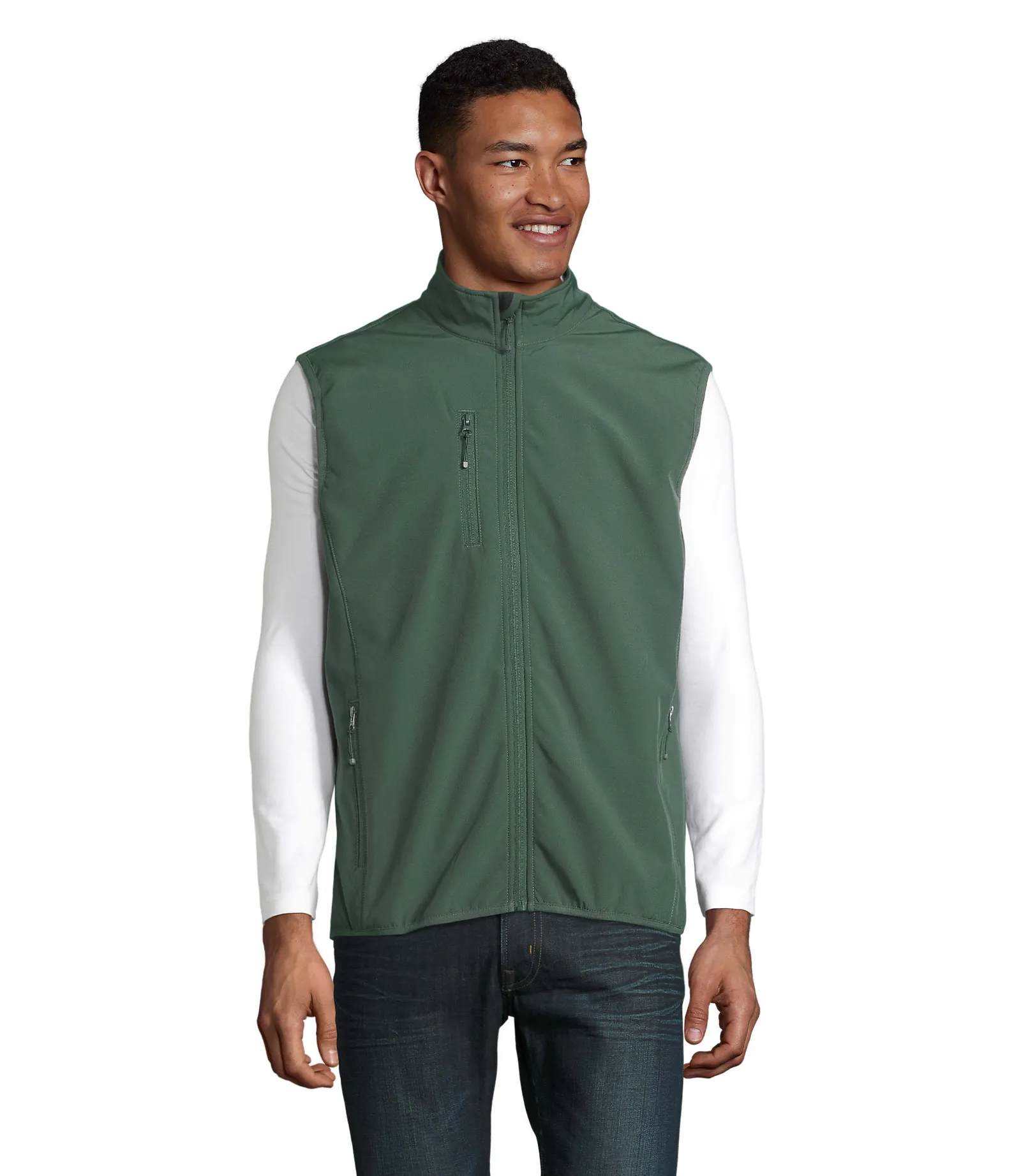 Gilet SOL'S Falcon BW Men, Forest green, su modello, fronte