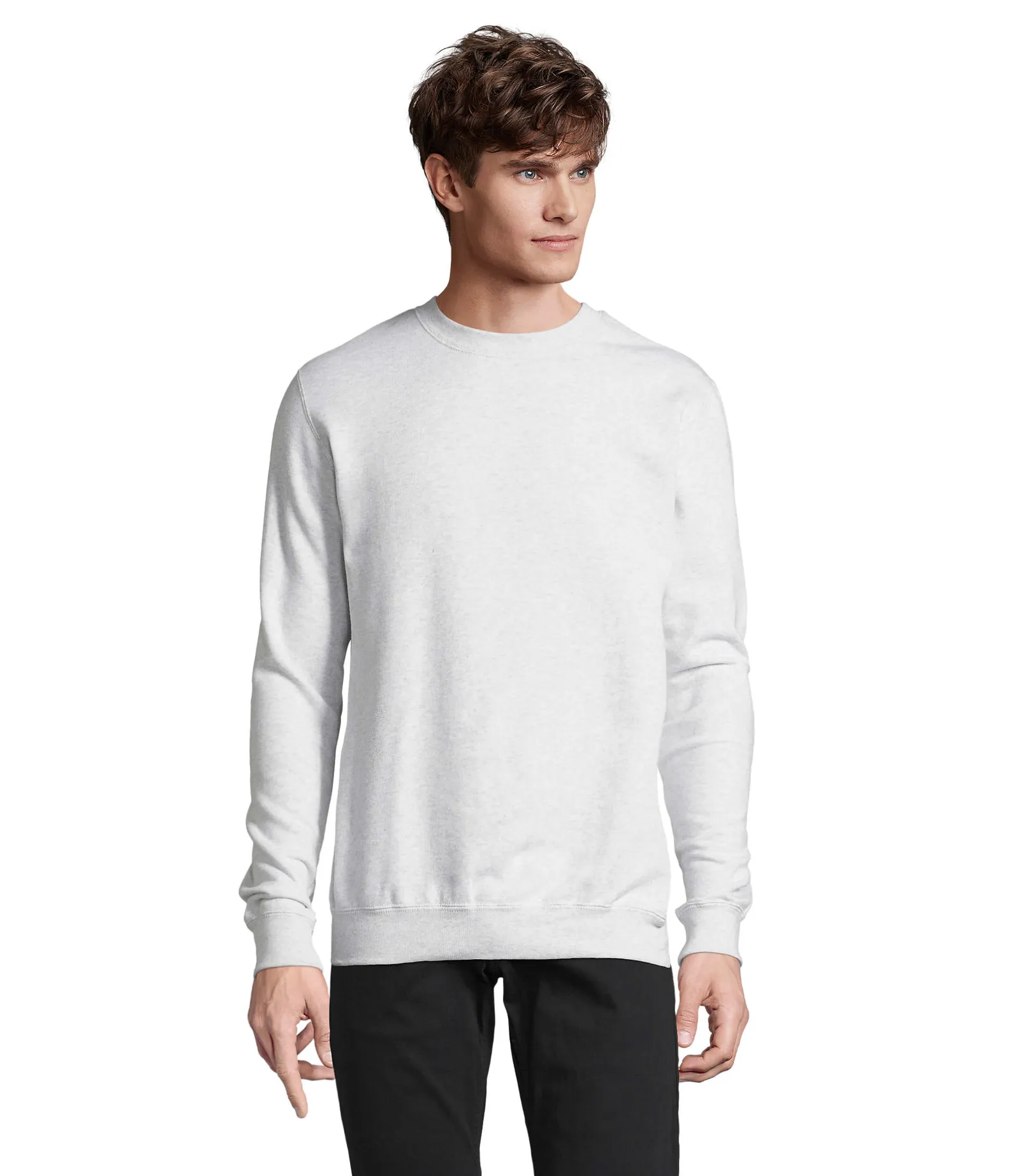 Felpa girocollo SOL'S Supreme, Ash, su modello, fronte