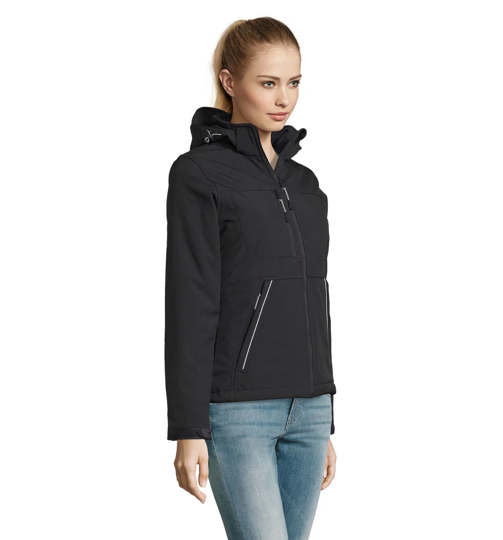 Softshell SOL'S Rock Women, Black, su modello, lato