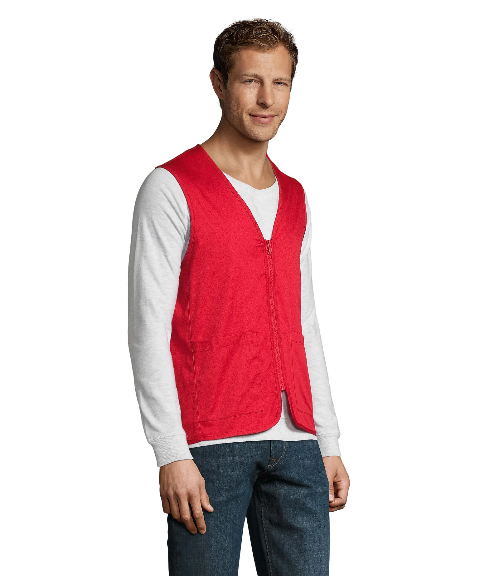 Gilet SOL'S Wallace, Red, su modello, lato