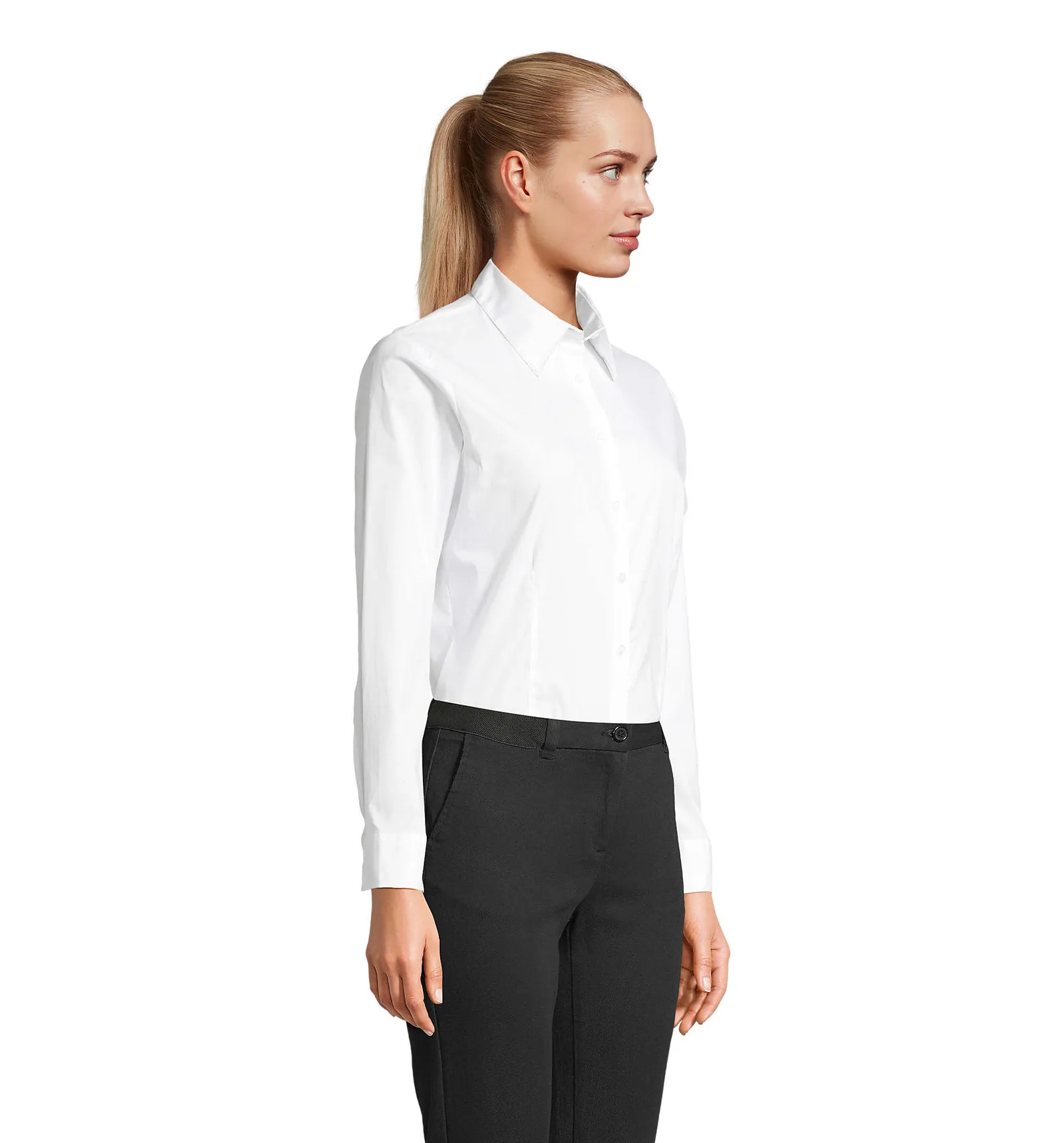 Camicia manica lunga SOL'S Eden, White, su modello, lato