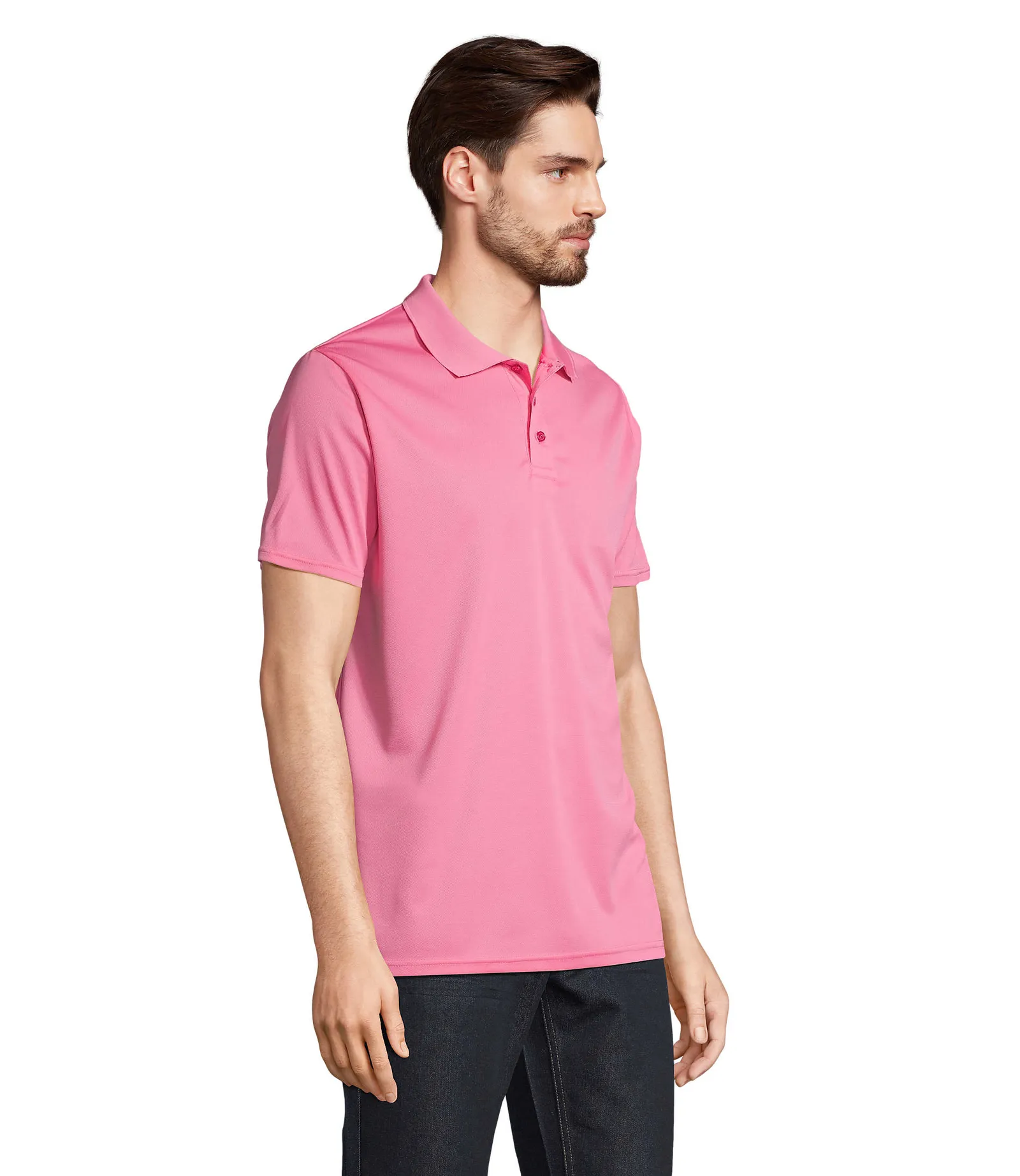 Polo tecnica SOL'S Pitcher, Ribbon pink, su modello, lato