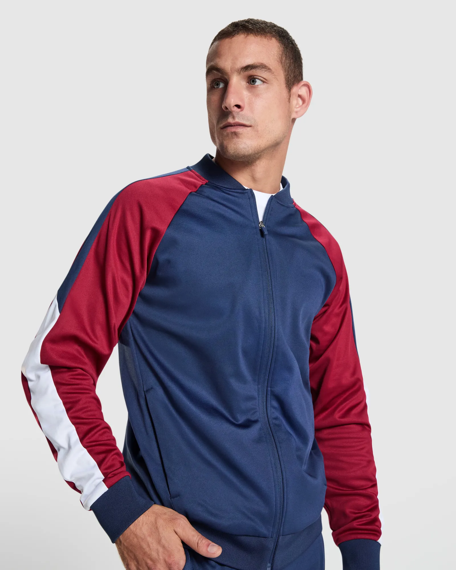 Felpa con zip Roly Gladius, Granata/Blu Navy
