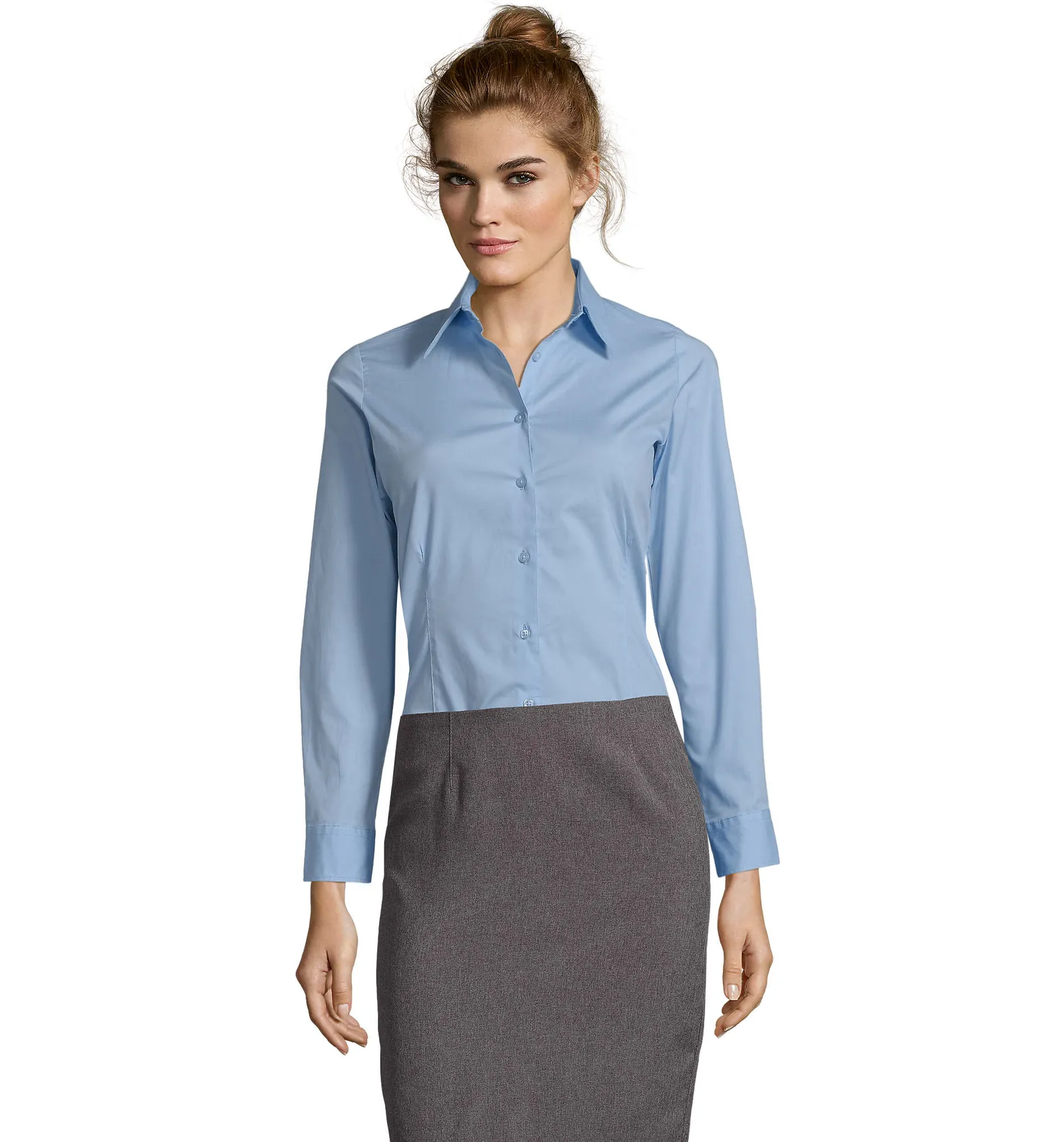 Camicia manica lunga SOL'S Eden, Bright sky, su modello, fronte