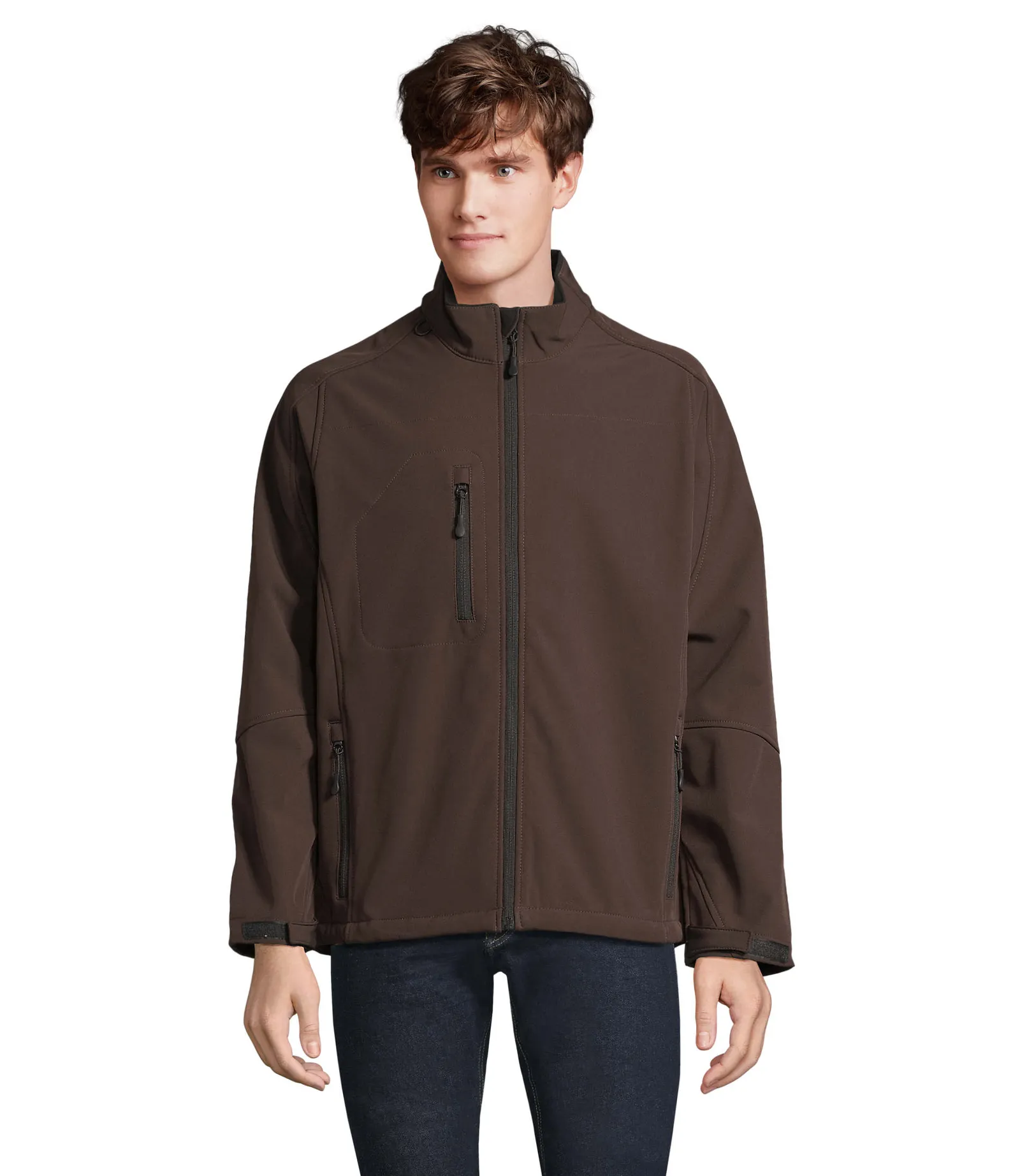 Softshell SOL'S Relax, Dark chocolate, su modello, fronte
