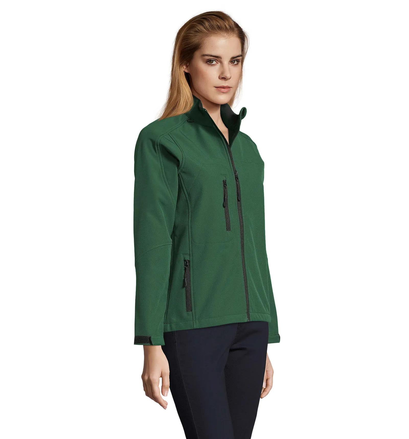 Softshell SOL'S Roxy, Bottle green, su modello, lato