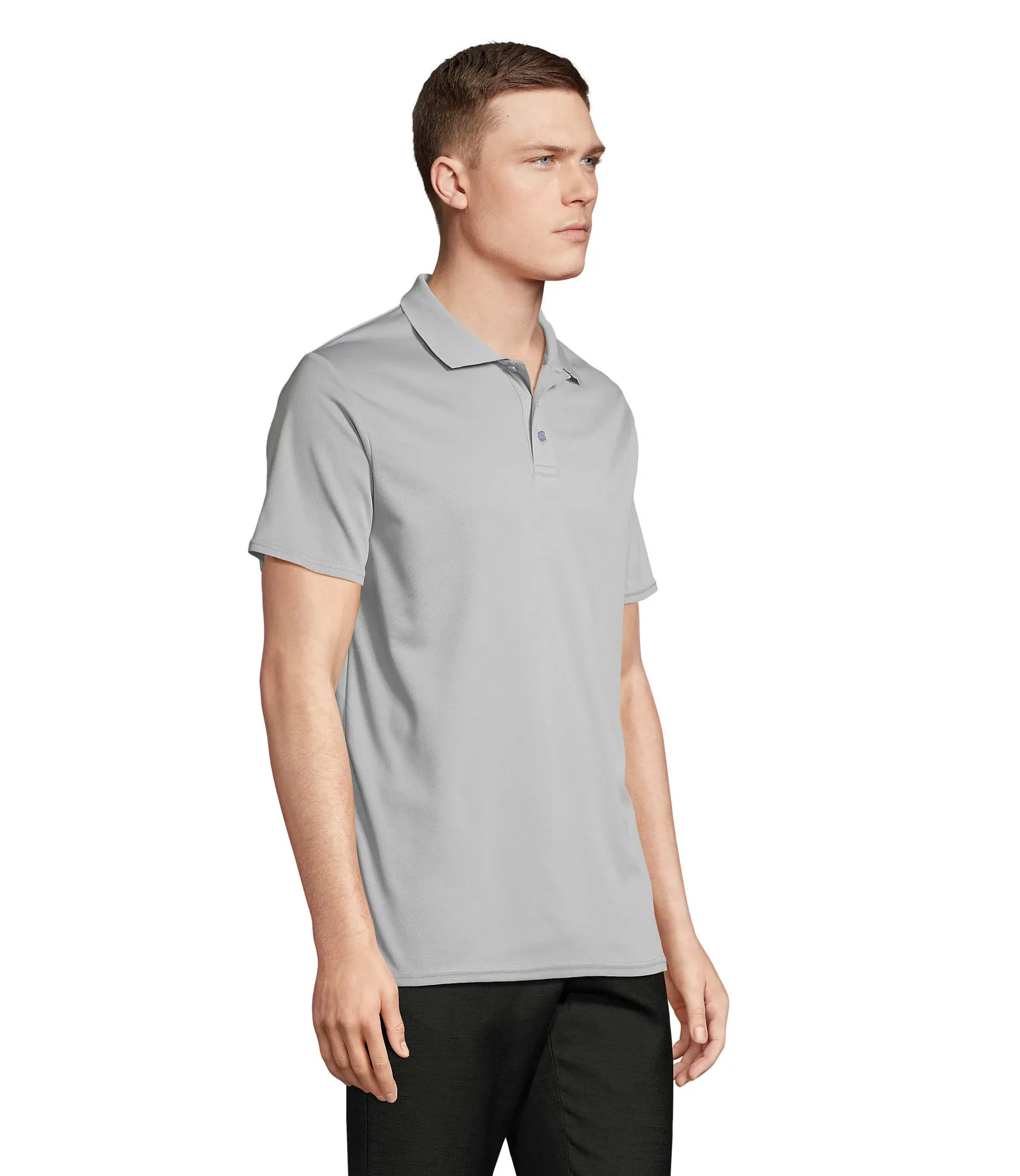 Polo tecnica SOL'S Pitcher, Pure grey, su modello, lato