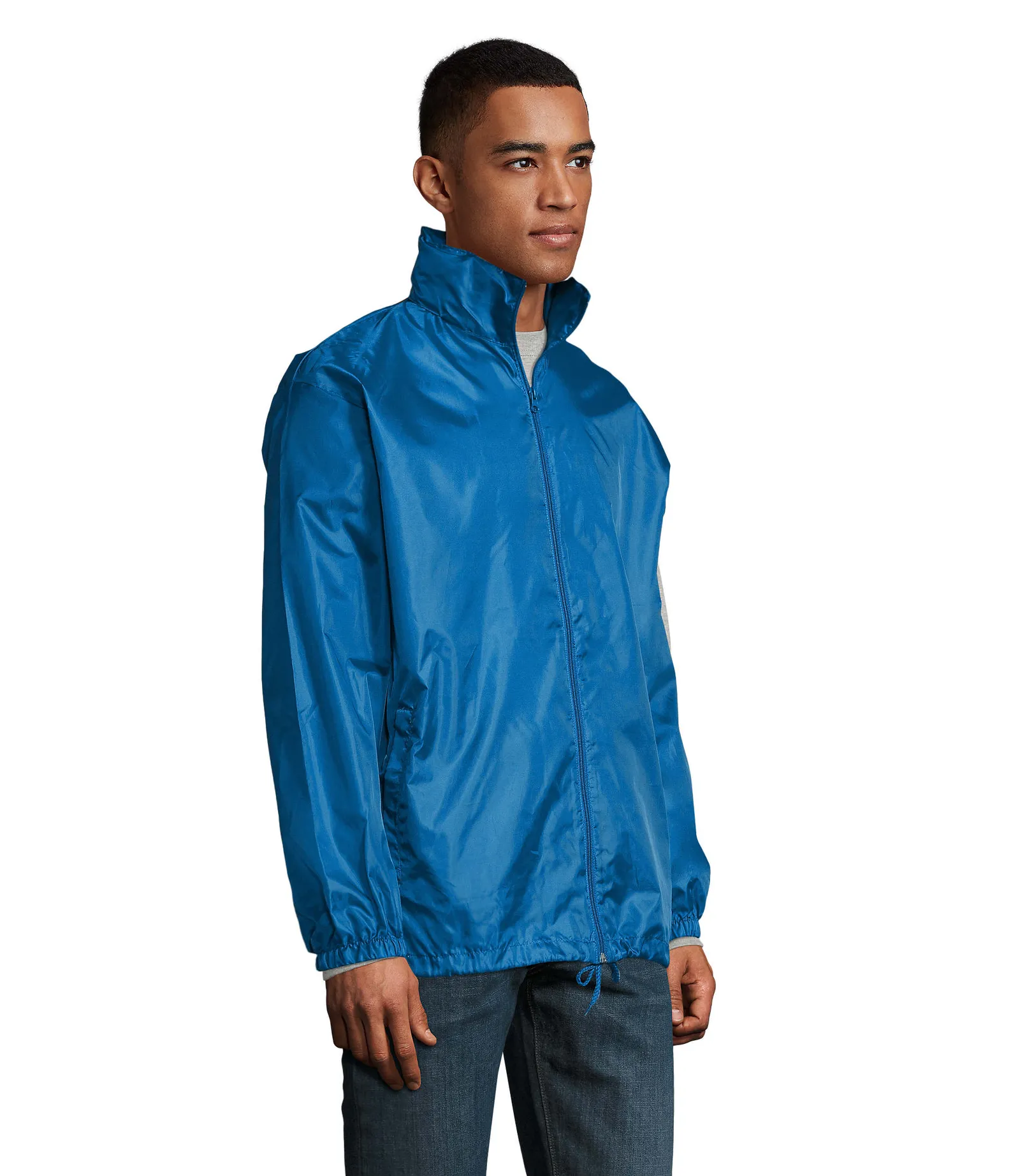 Giacca antivento SOL'S Shift, Royal blue, su modello, lato