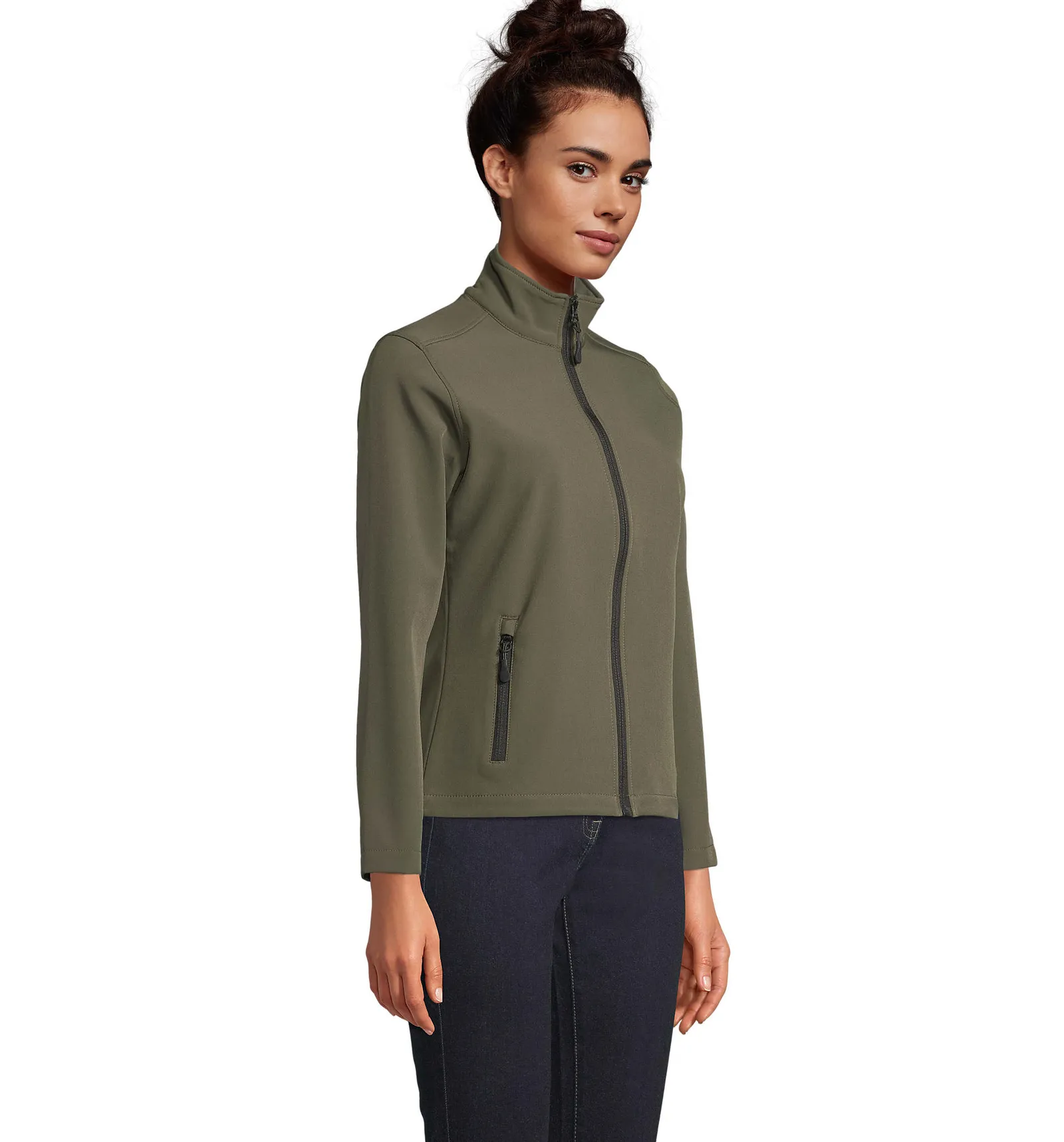 Softshell SOL'S Race Women, Army, su modello, lato