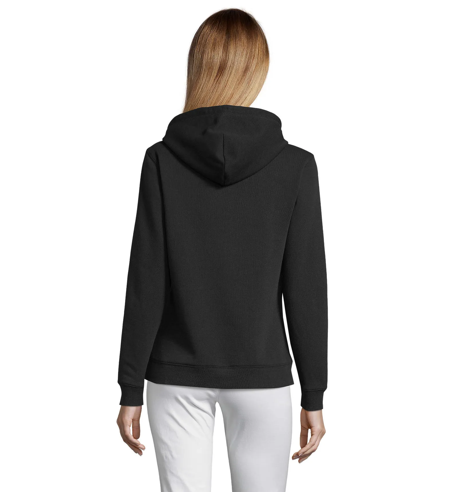 Felpa con cappuccio SOL'S Spencer Women, Black, su modello, retro