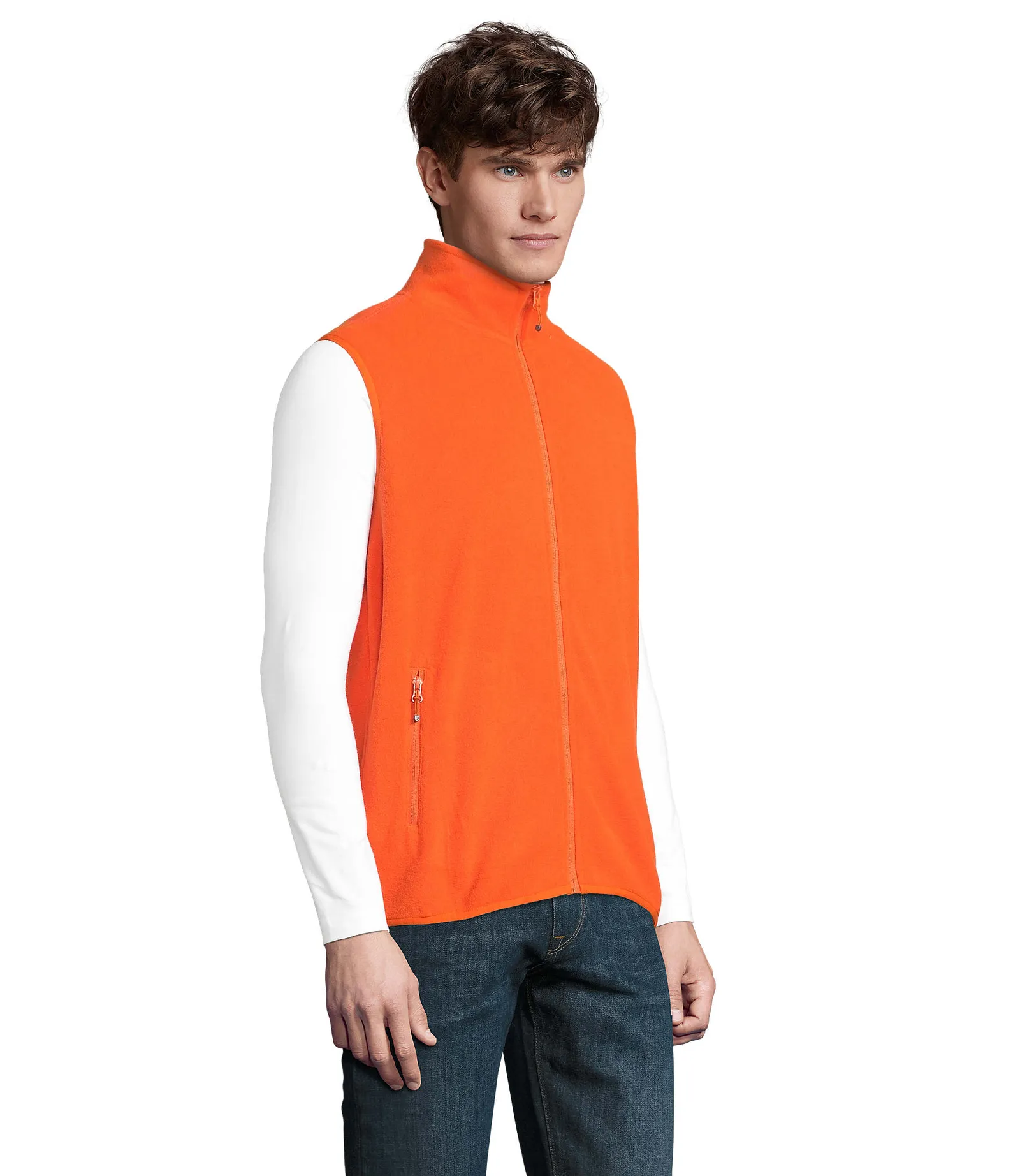 Gilet SOL'S Factor BW, Orange, su modello, lato
