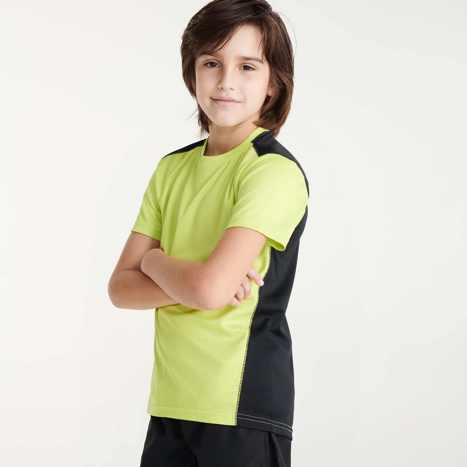 T-shirt tecnica Roly Detroit, Lime Punch/Nero