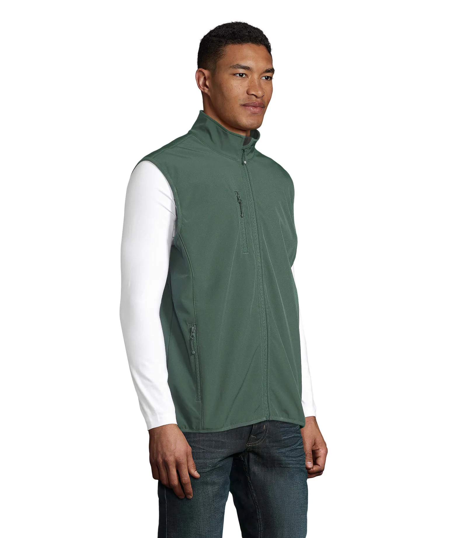 Gilet SOL'S Falcon BW Men, Forest green, su modello, lato