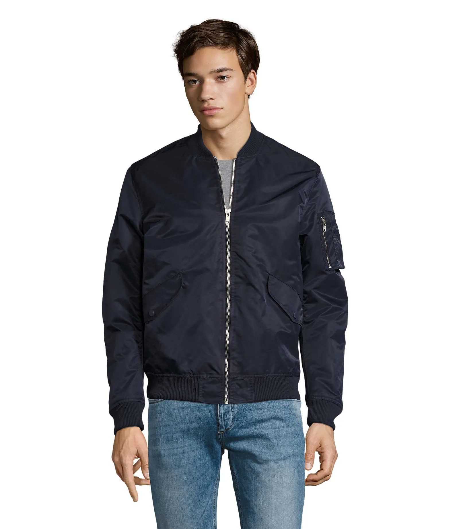 Giubbotto SOL'S Rebel, French navy, su modello, fronte