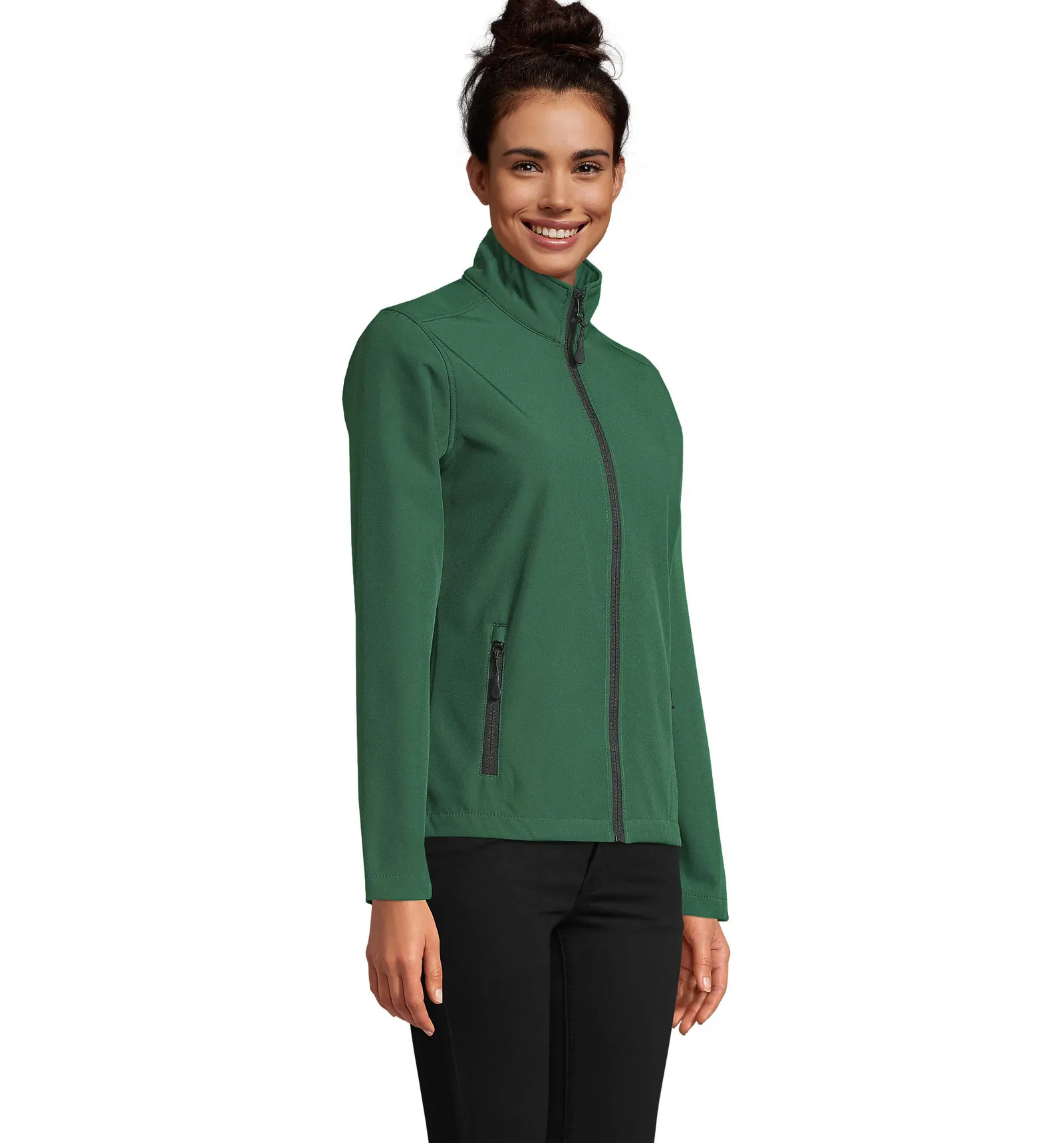 Softshell SOL'S Race Women, Bottle green, su modello, lato