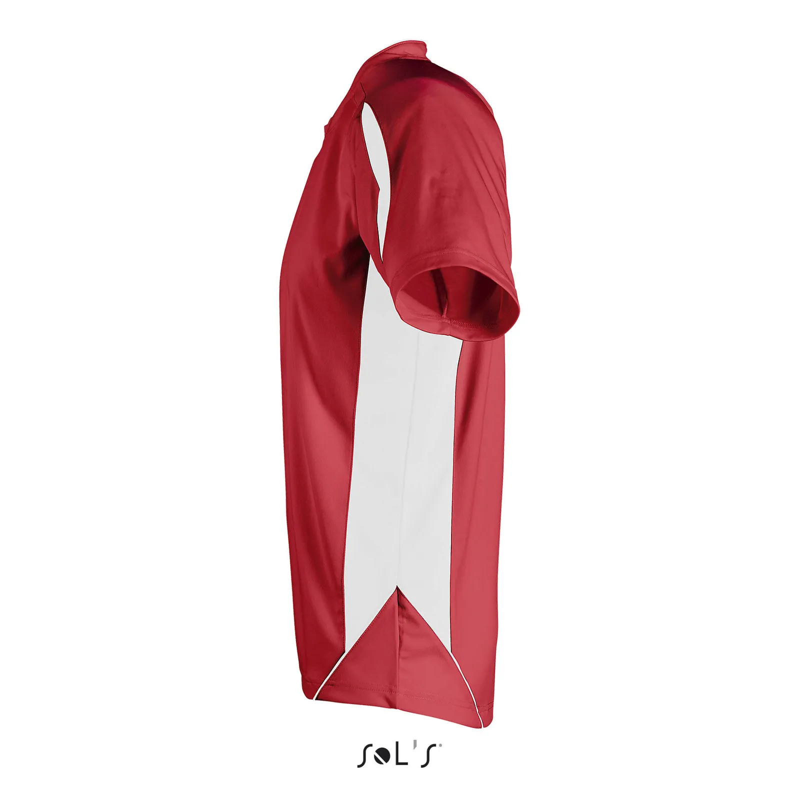 T-shirt tecnica SOL'S Maracana 2 Kids Ssl, Red/white, su modello, lato