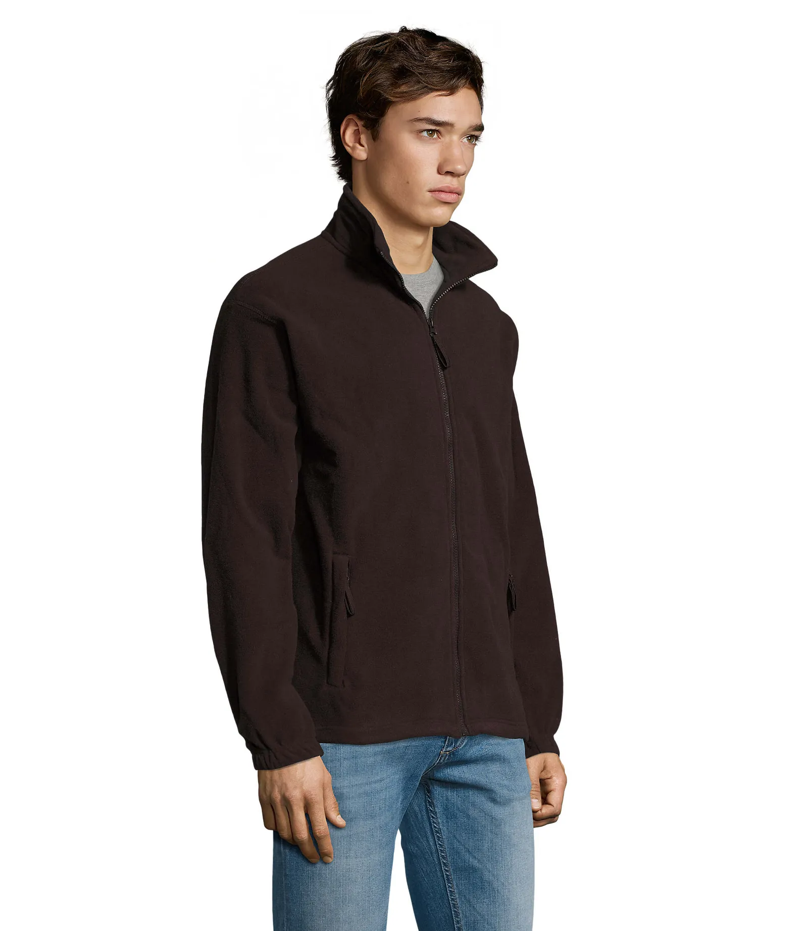 Pile SOL'S North, Dark chocolate, su modello, lato