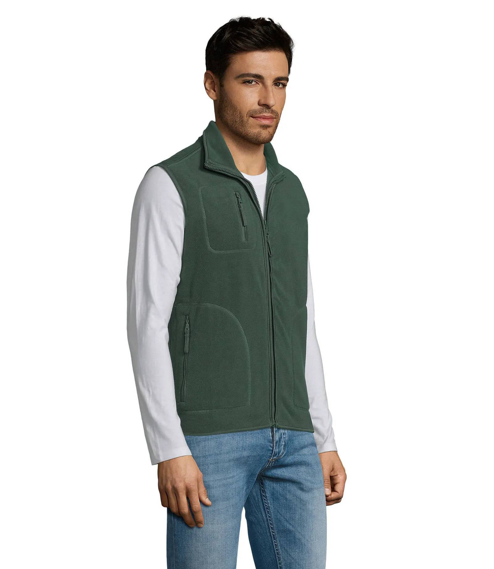 Gilet SOL'S Norway, Fir green, su modello, lato