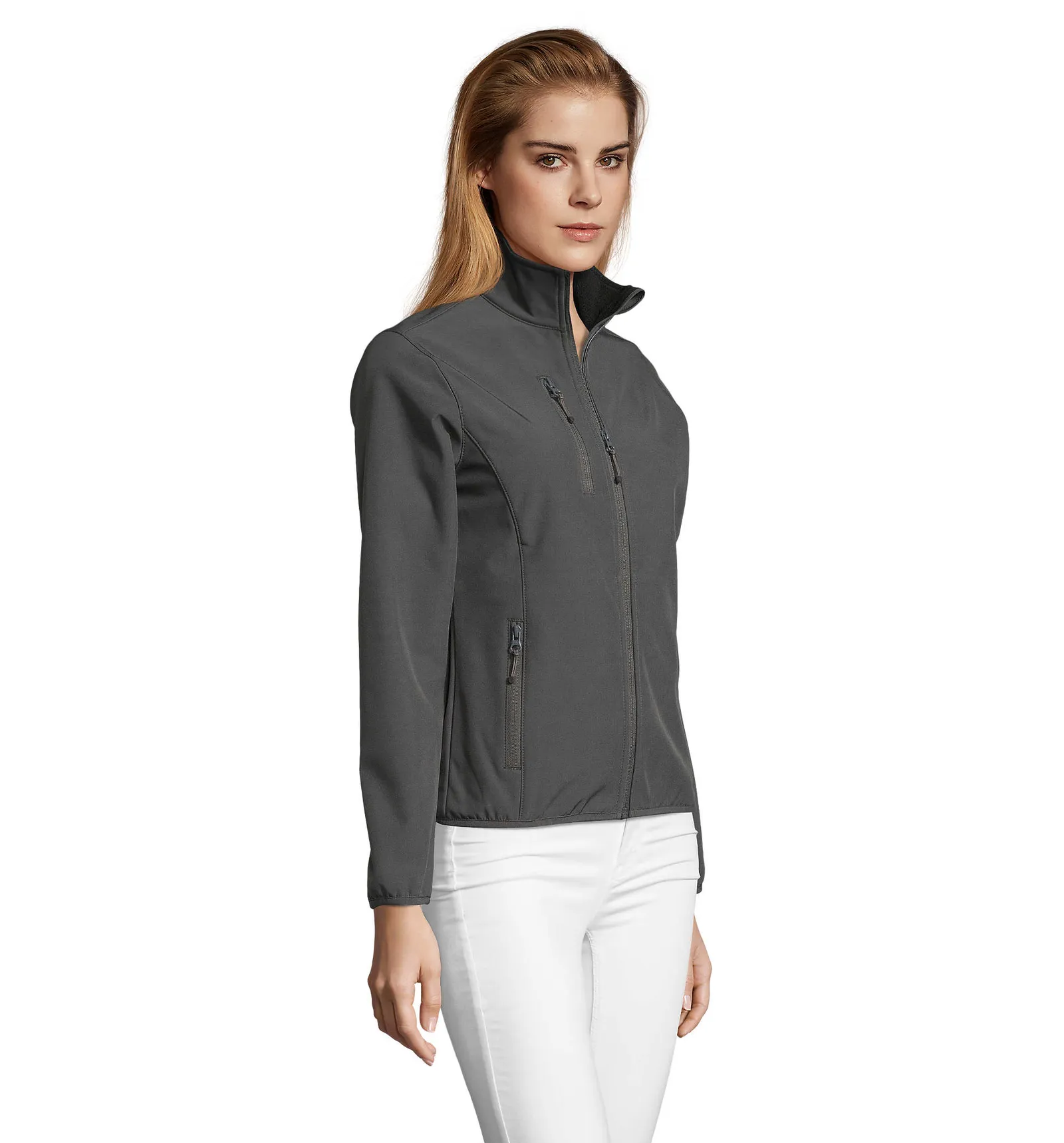 Softshell SOL'S Radian Women, Charcoal grey, su modello, lato