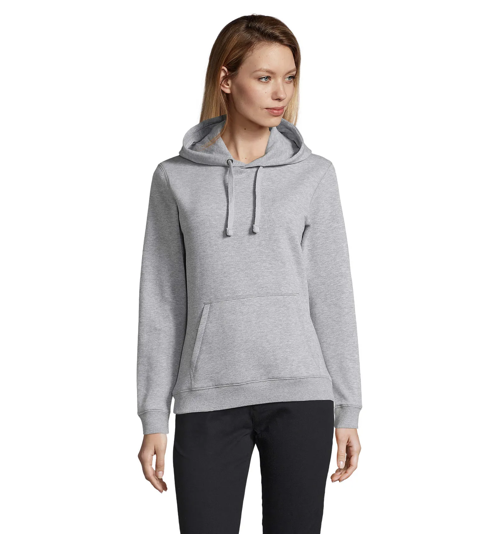 Felpa con cappuccio SOL'S Spencer Women, Grey melange 2, su modello, fronte