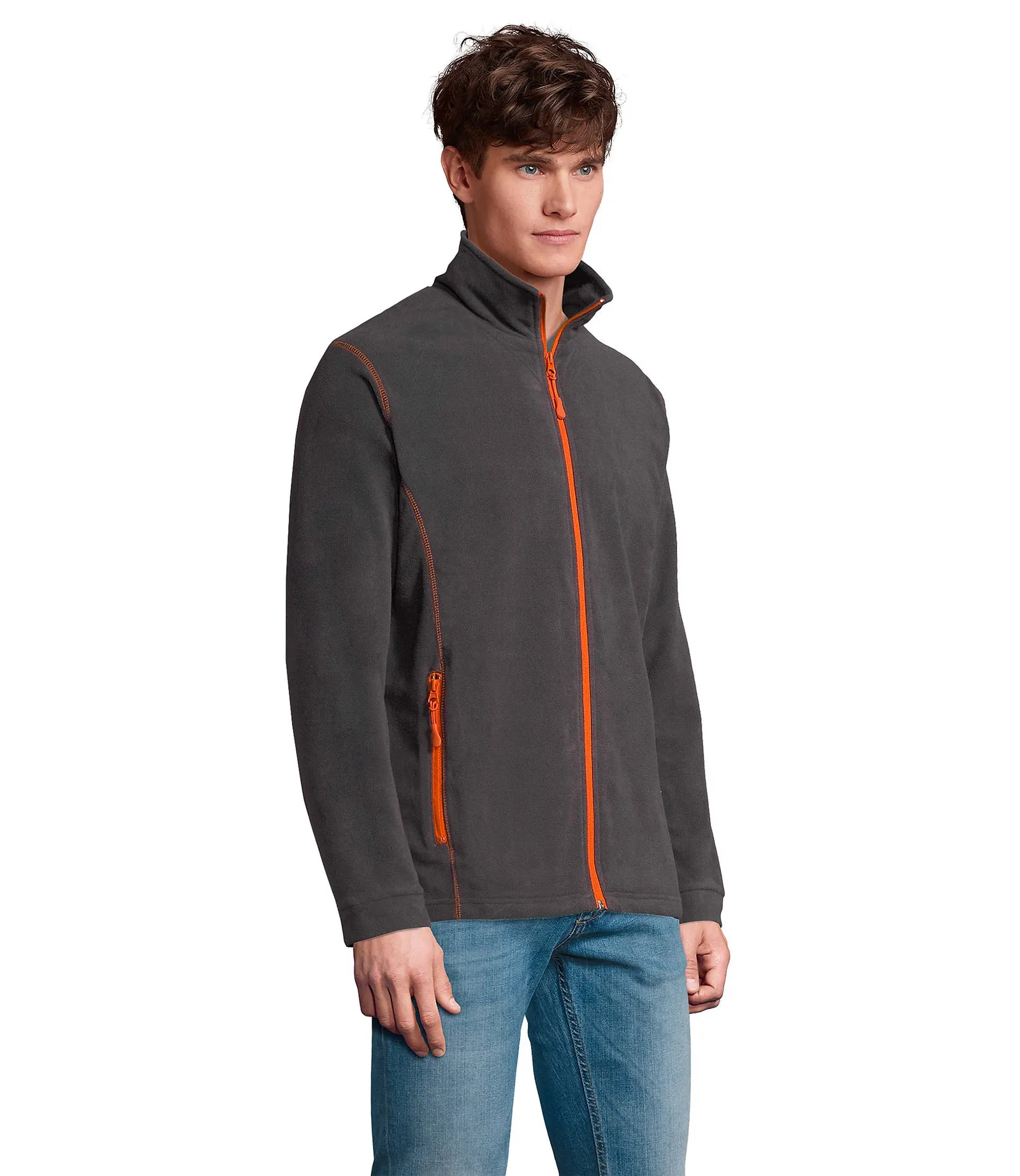 Pile SOL'S Nova Men, Charcoal grey/orange, su modello, lato