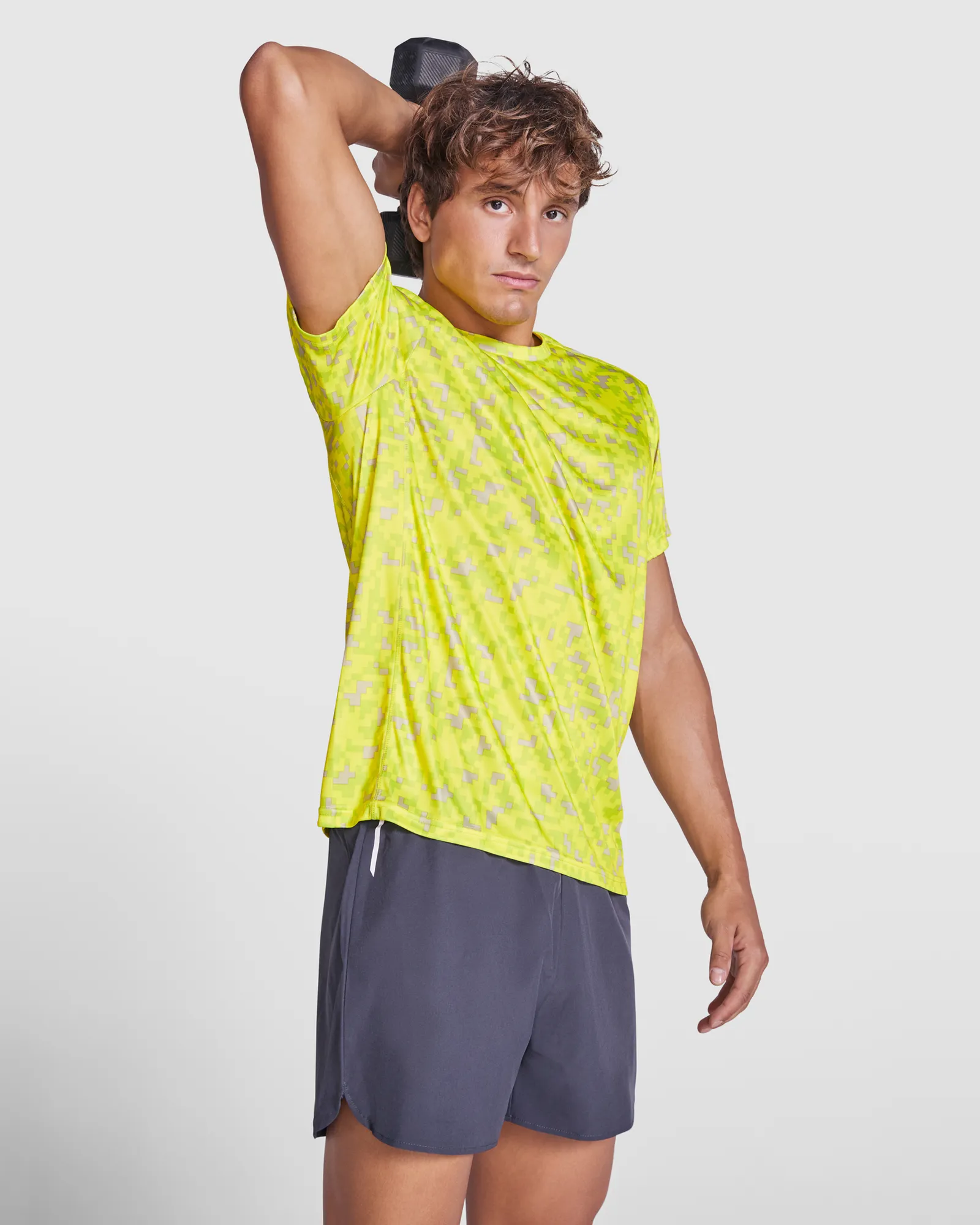 T-shirt tecnica Roly Assen, Pixel Giallo Fluo, foto 2