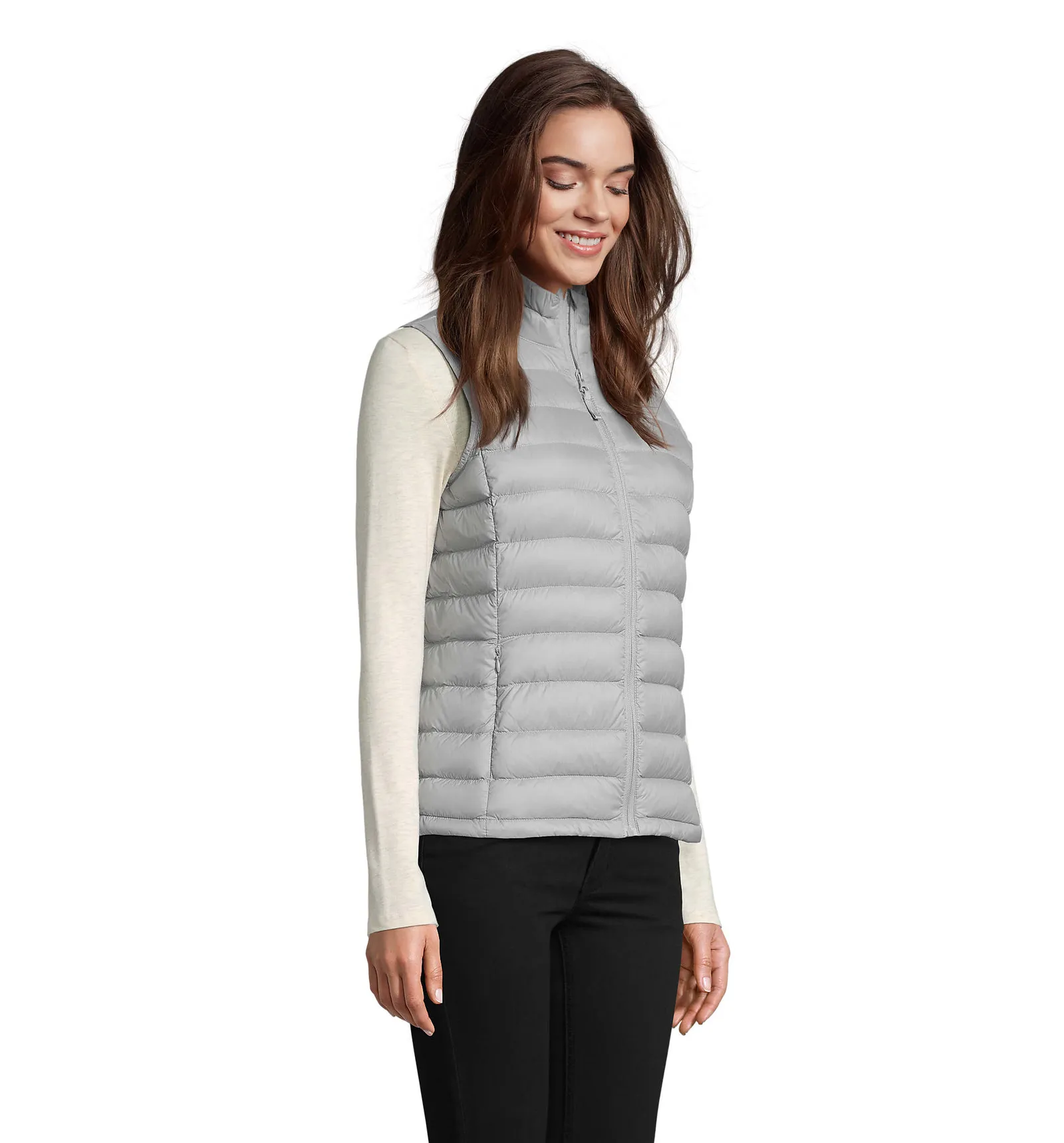 Gilet SOL'S Wilson BW Women, Metal grey, su modello, lato