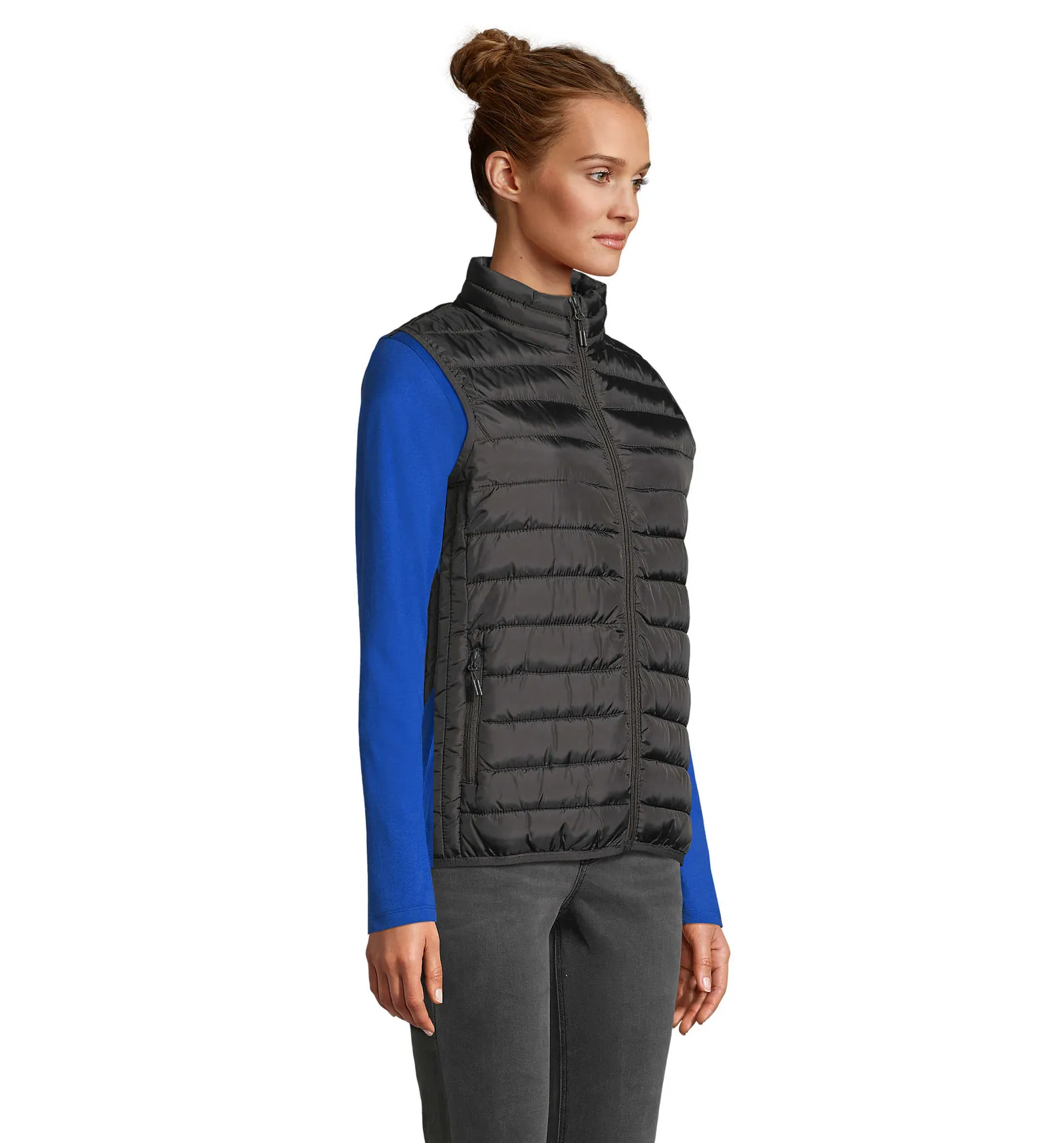 Gilet SOL'S Stream BW Women, Black, su modello, lato