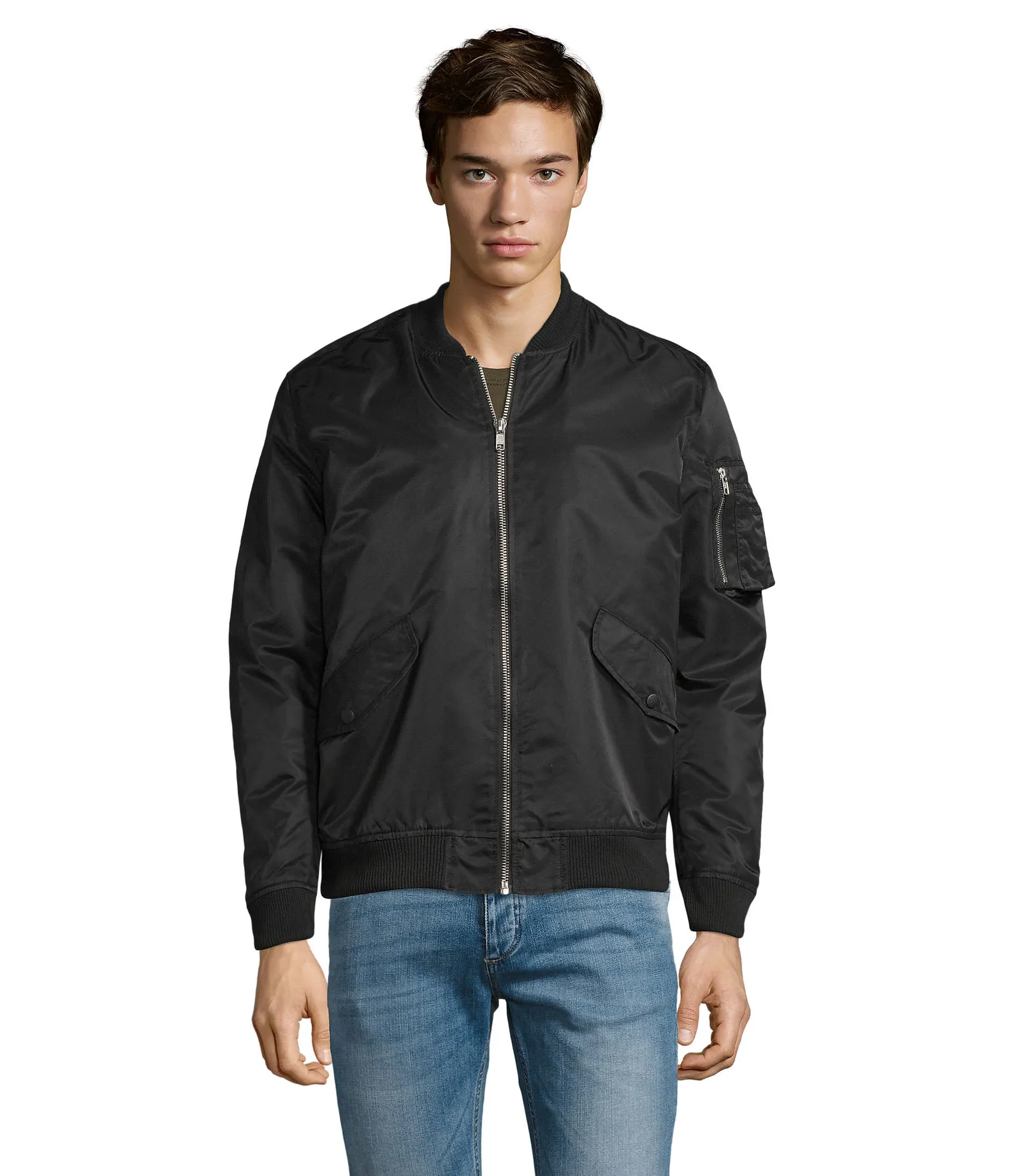 Giubbotto SOL'S Rebel, Black, su modello, fronte