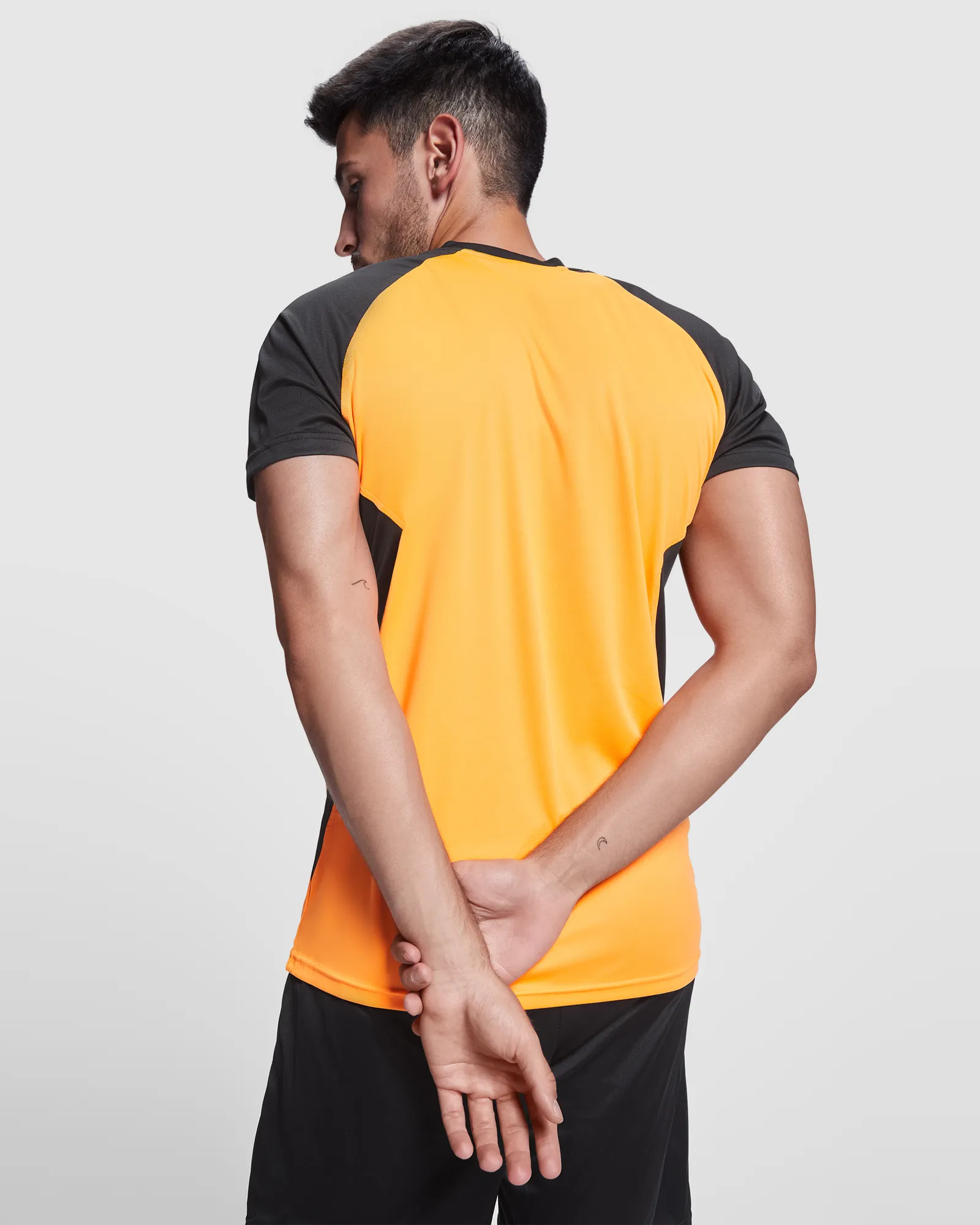 T-shirt tecnica Roly Bugatti, Arancione Fluoro/Nero, dettaglio 3