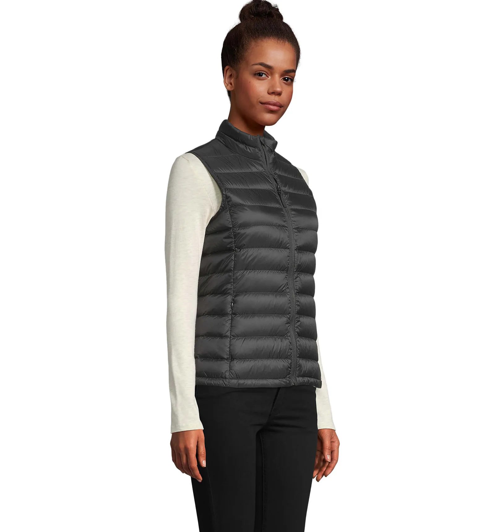 Gilet SOL'S Wilson BW Women, Black, su modello, lato