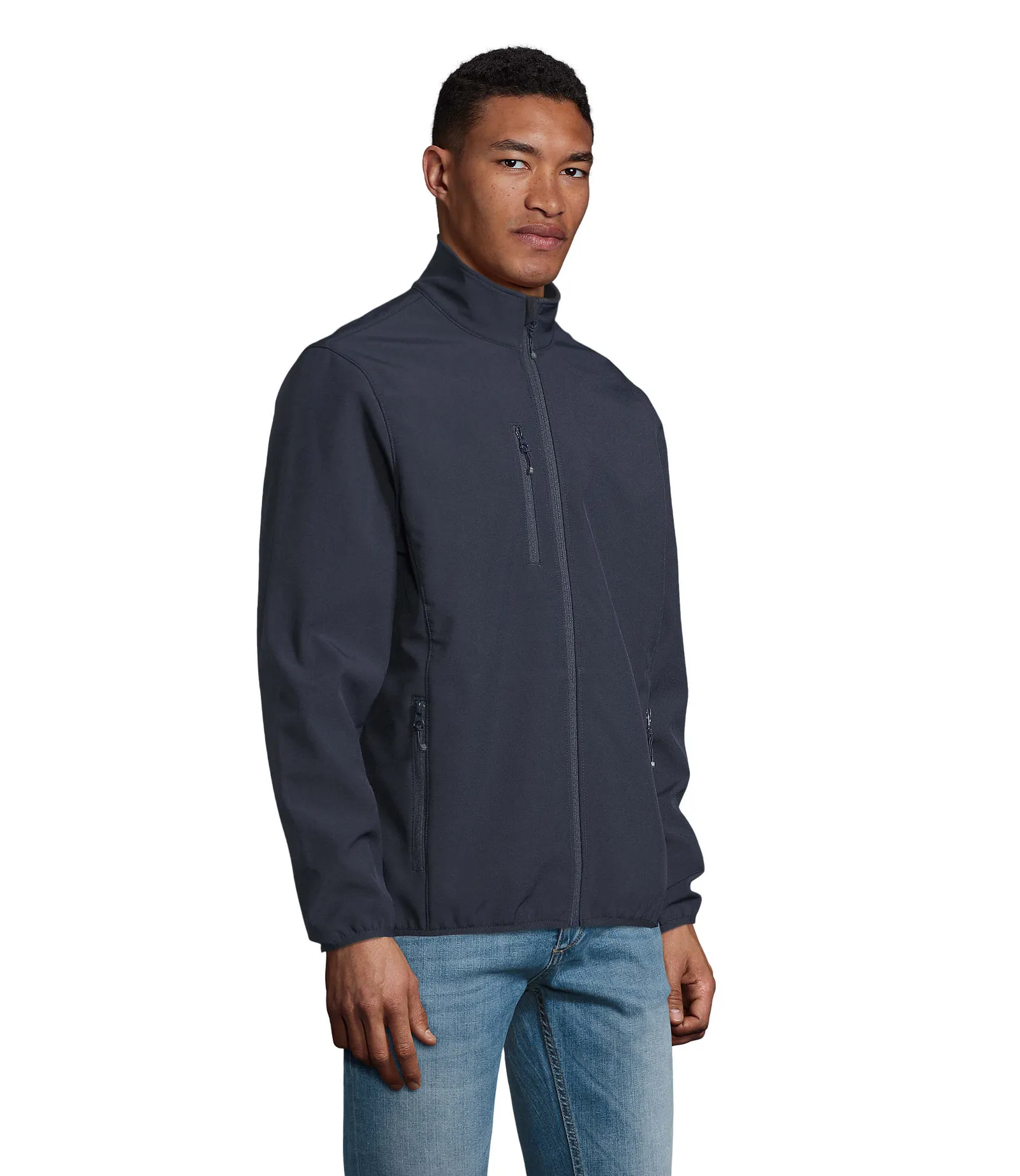 Softshell SOL'S Falcon Men, Abyss blue, su modello, lato