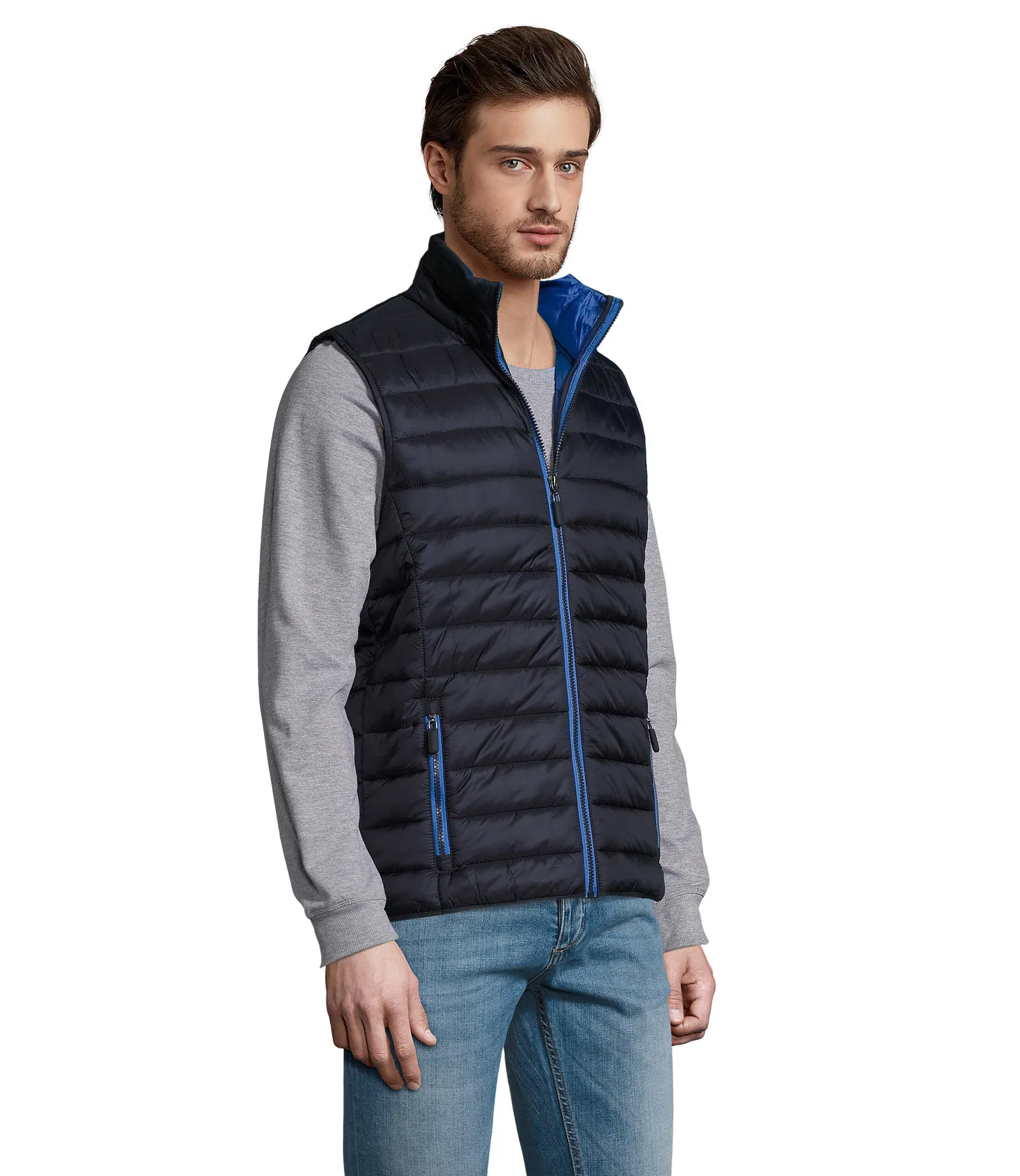 Gilet SOL'S Wave Men, Navy, su modello, lato