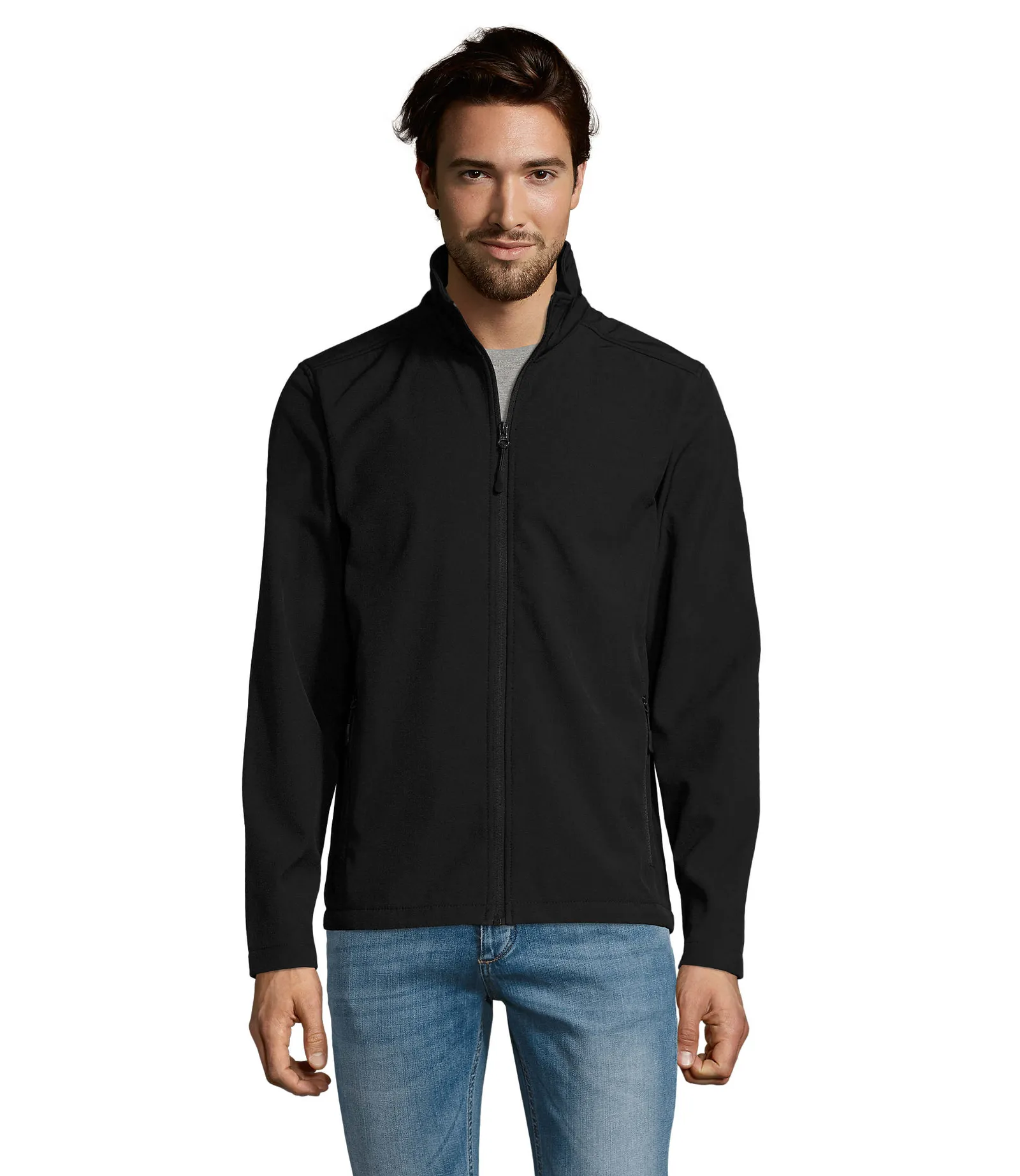 Softshell SOL'S Race Men, Black, su modello, fronte