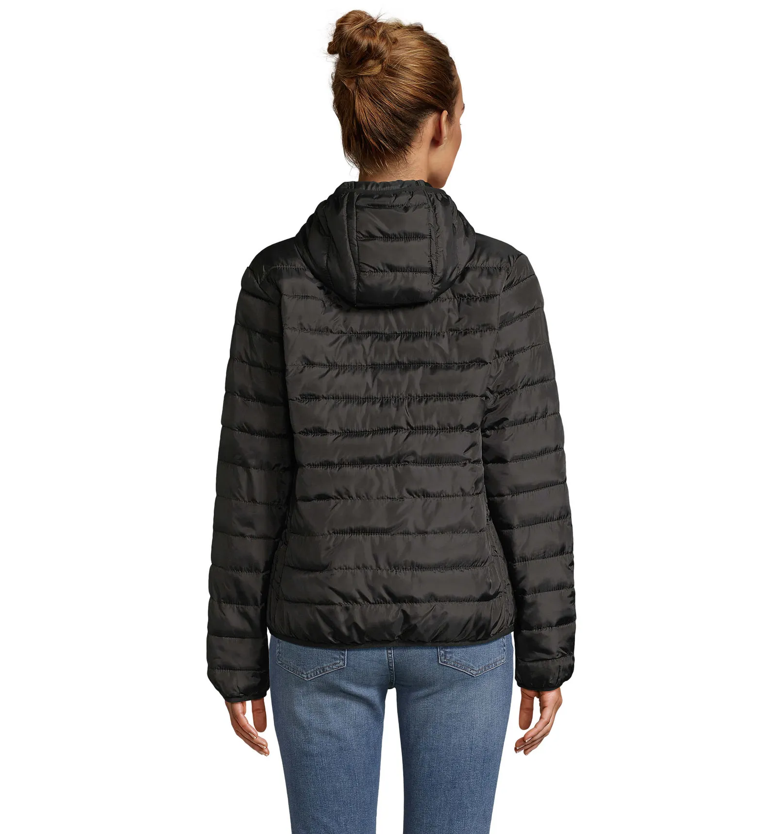 Giubbotto SOL'S Stream Hooded Women, Black, su modello, retro