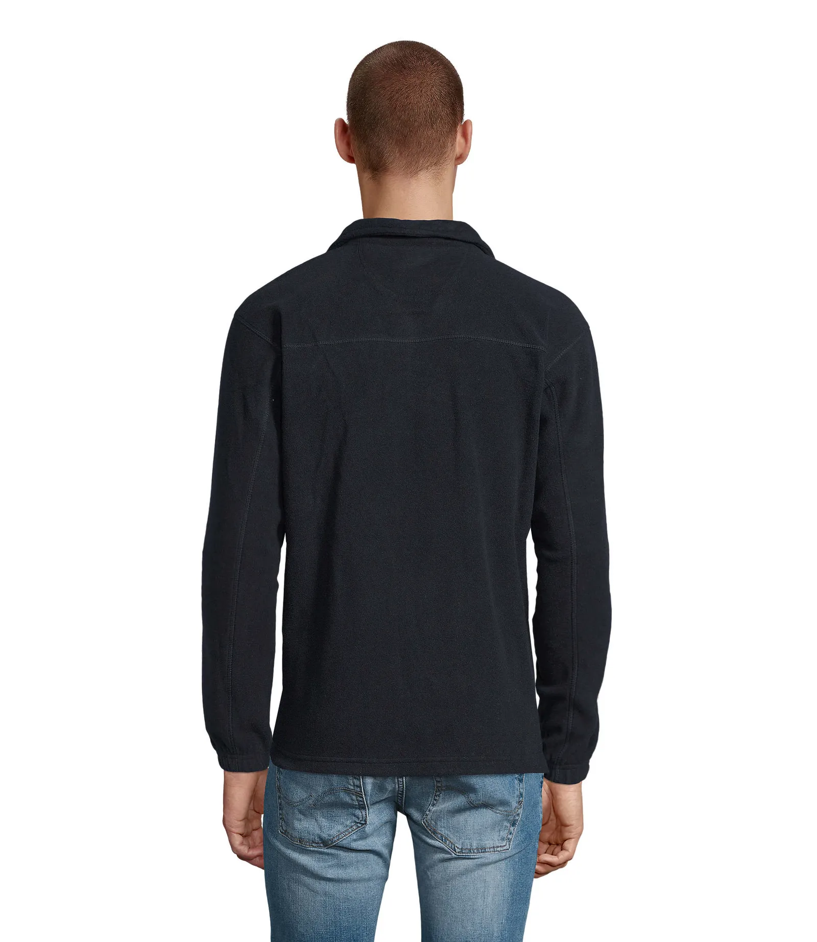 Felpa con zip SOL'S Ness, Navy, su modello, retro