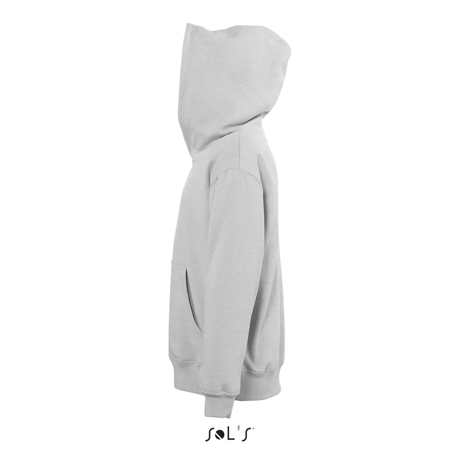 Felpa con cappuccio SOL'S Slam Kids, Grey melange, su modello, lato
