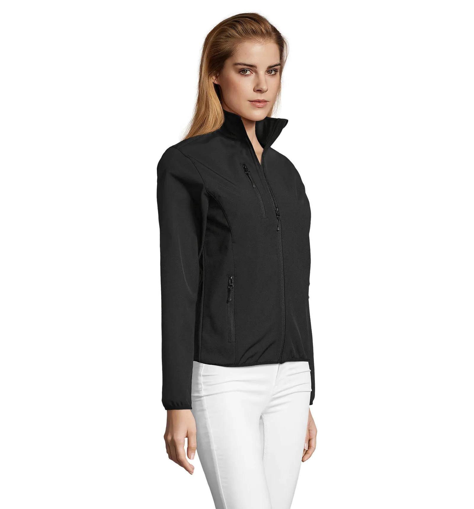 Softshell SOL'S Radian Women, Black, su modello, lato