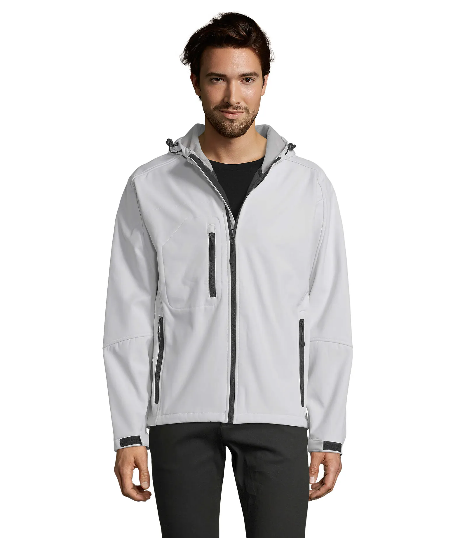 Softshell SOL'S Replay Men, White, su modello, fronte