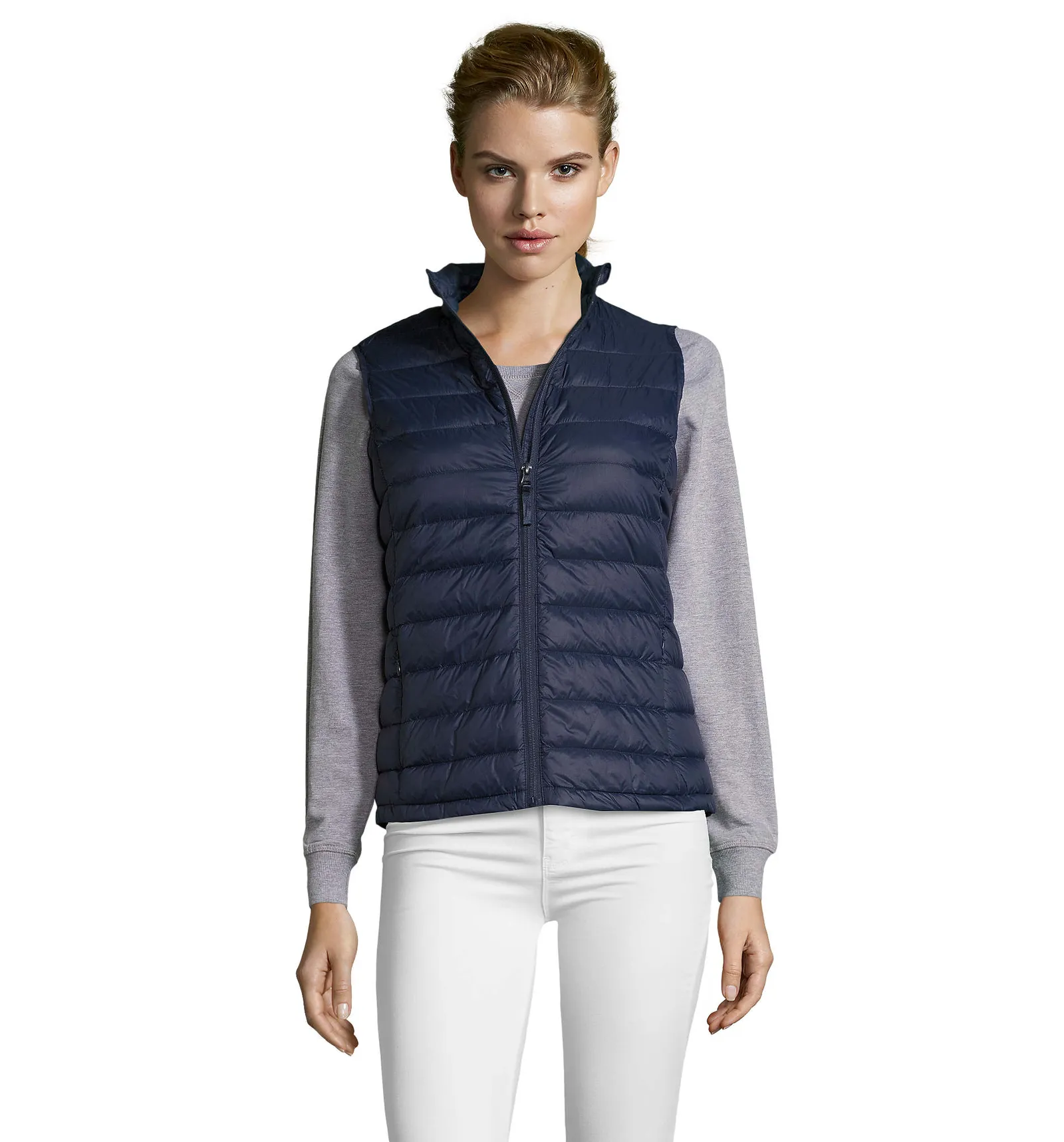 Gilet SOL'S Wilson BW Women, French navy, su modello, fronte