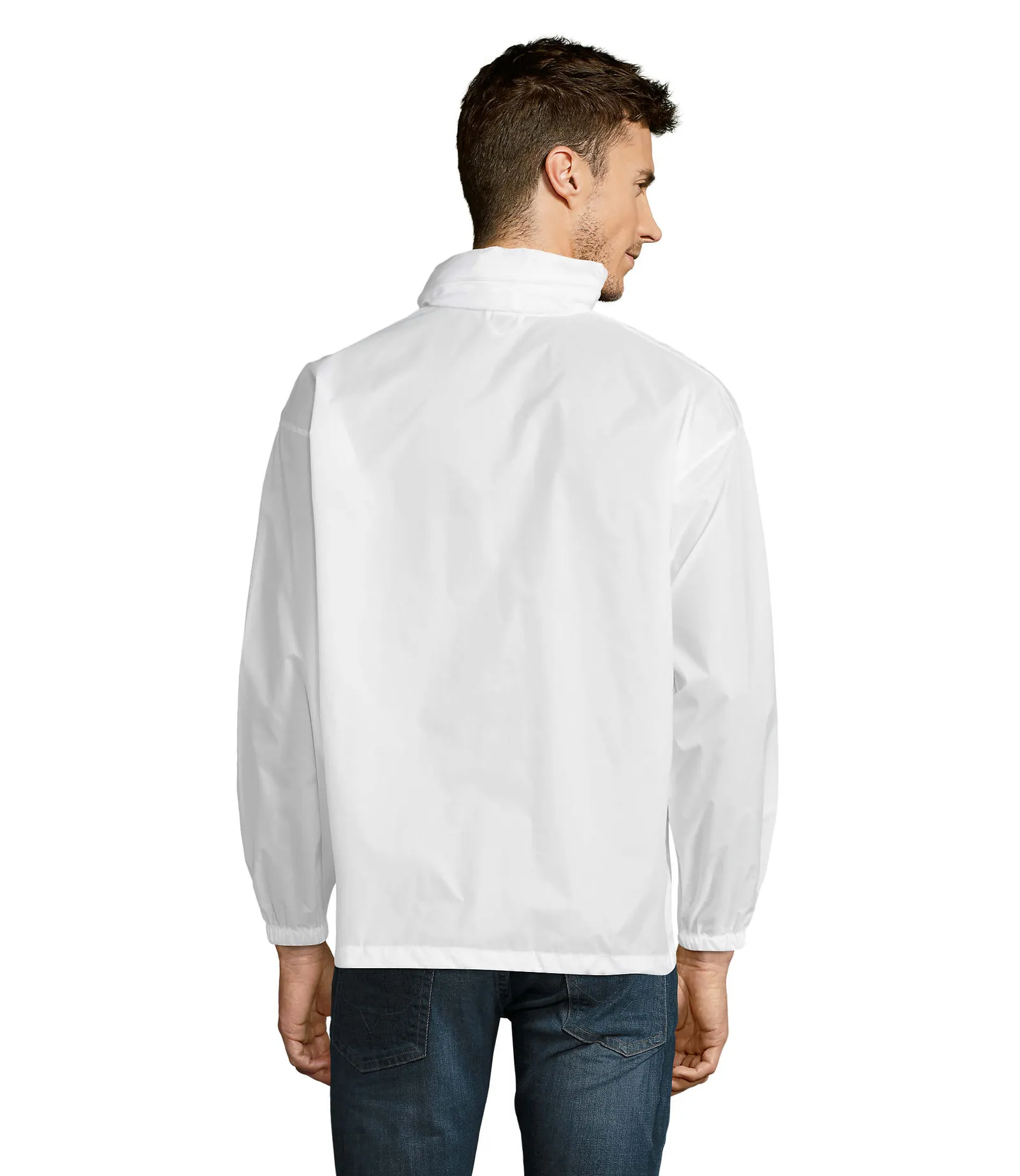 Giacca antivento SOL'S Surf, White, su modello, retro