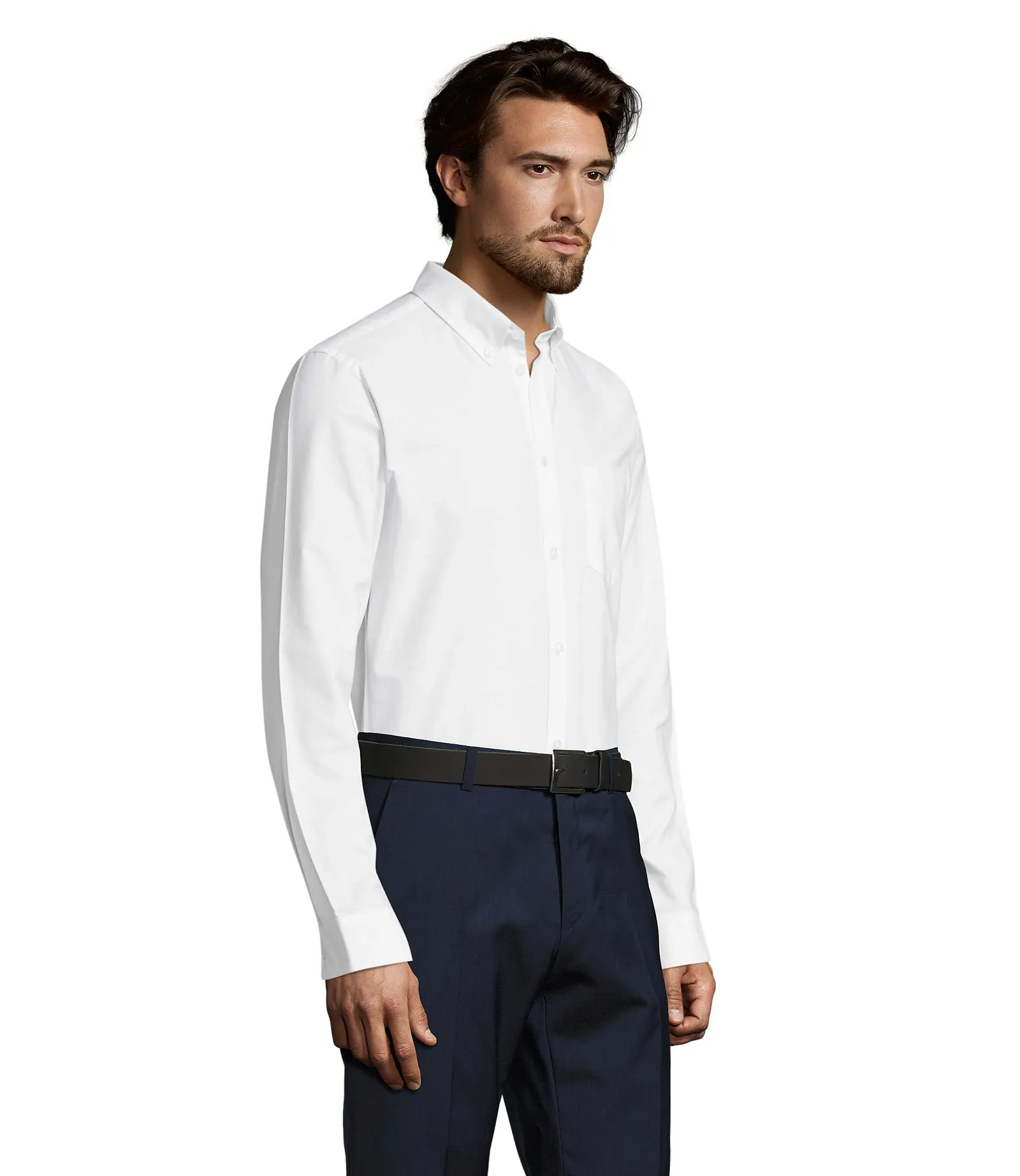 Camicia manica lunga SOL'S Boston Fit, White, su modello, lato