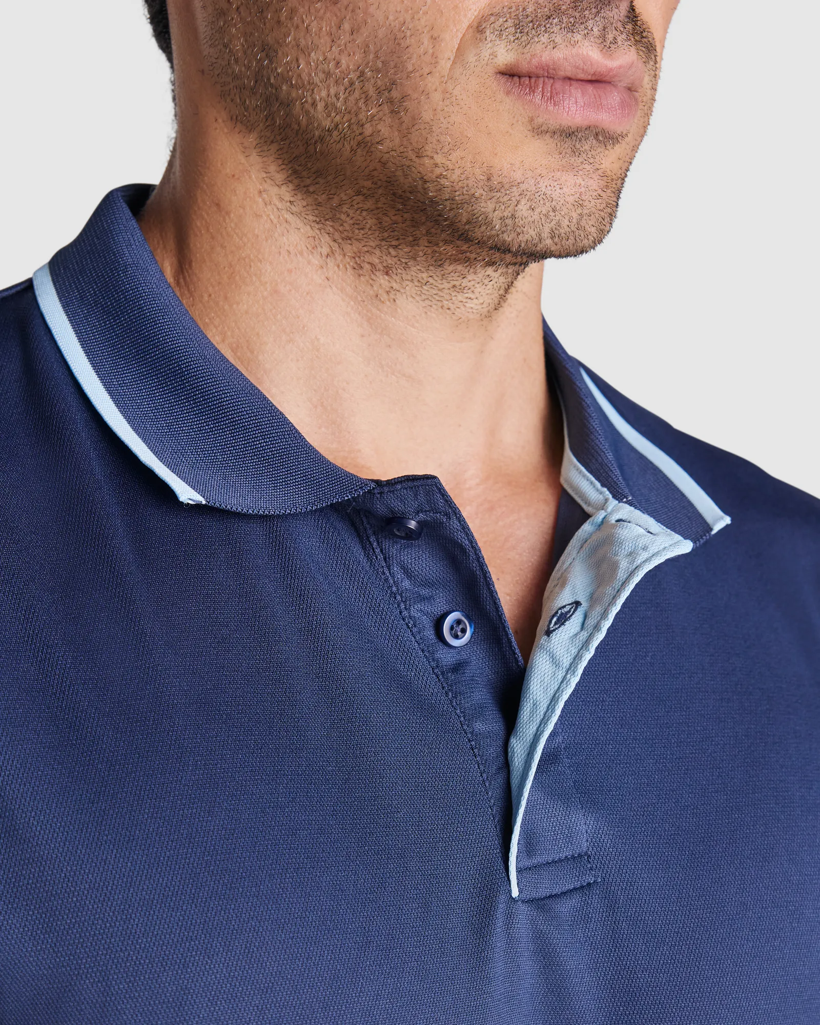 Polo tecnica Roly Montmelo, Blu Navy/Celeste, dettaglio 2