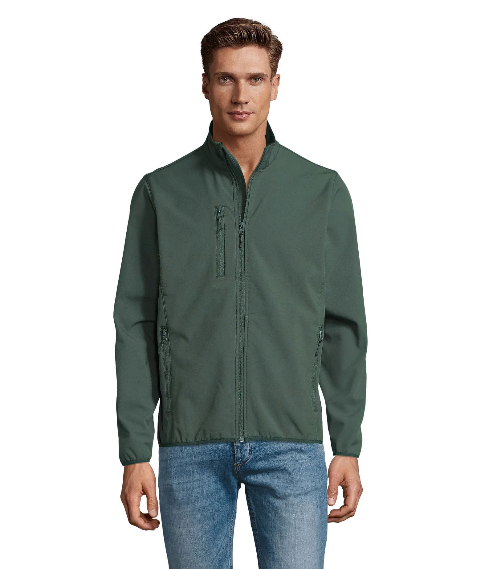 Softshell SOL'S Radian Men, Forest green, su modello, fronte